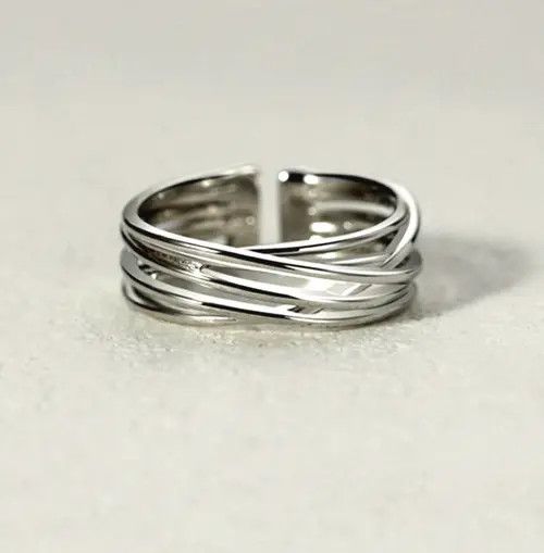Ring Of Fire Punkrock Shiny Tiny Bird Nest Silver Ring Size ONE SIZE - 1 Thumbnail