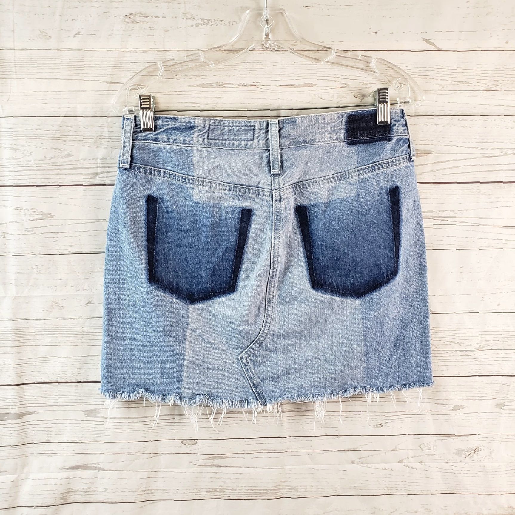 Denime Adriano Goldschmied Womens Sandy Mini Denim Skirt Sz 28 Blue Raw Hem Size 28" / US 6 / IT 42 - 3 Thumbnail