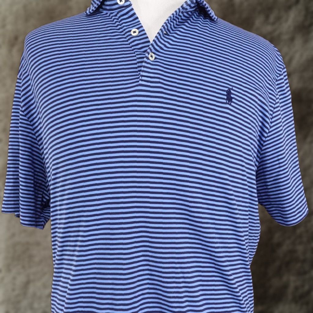 Polo Ralph Lauren Polo Ralph Lauren Polo Shirt Mens XL Blue Stripe Classic Fit Soft Touch Cotton Shirt Size US XL / EU 56 / 4 - 1 Thumbnail