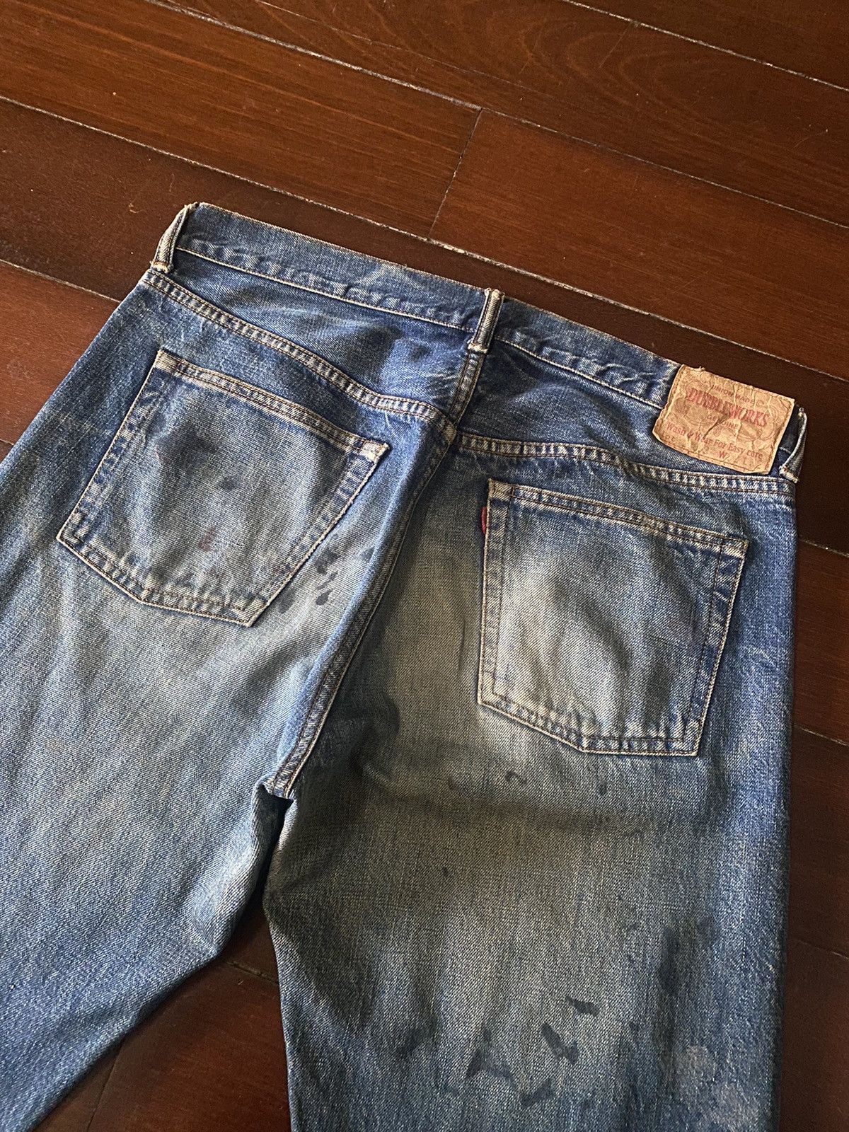 Japanese Brand FIRE 🔥 Warehouse DOUBBLE WORKS Selvedge SPLATTED COLOUR Size US 35 - 13 Thumbnail