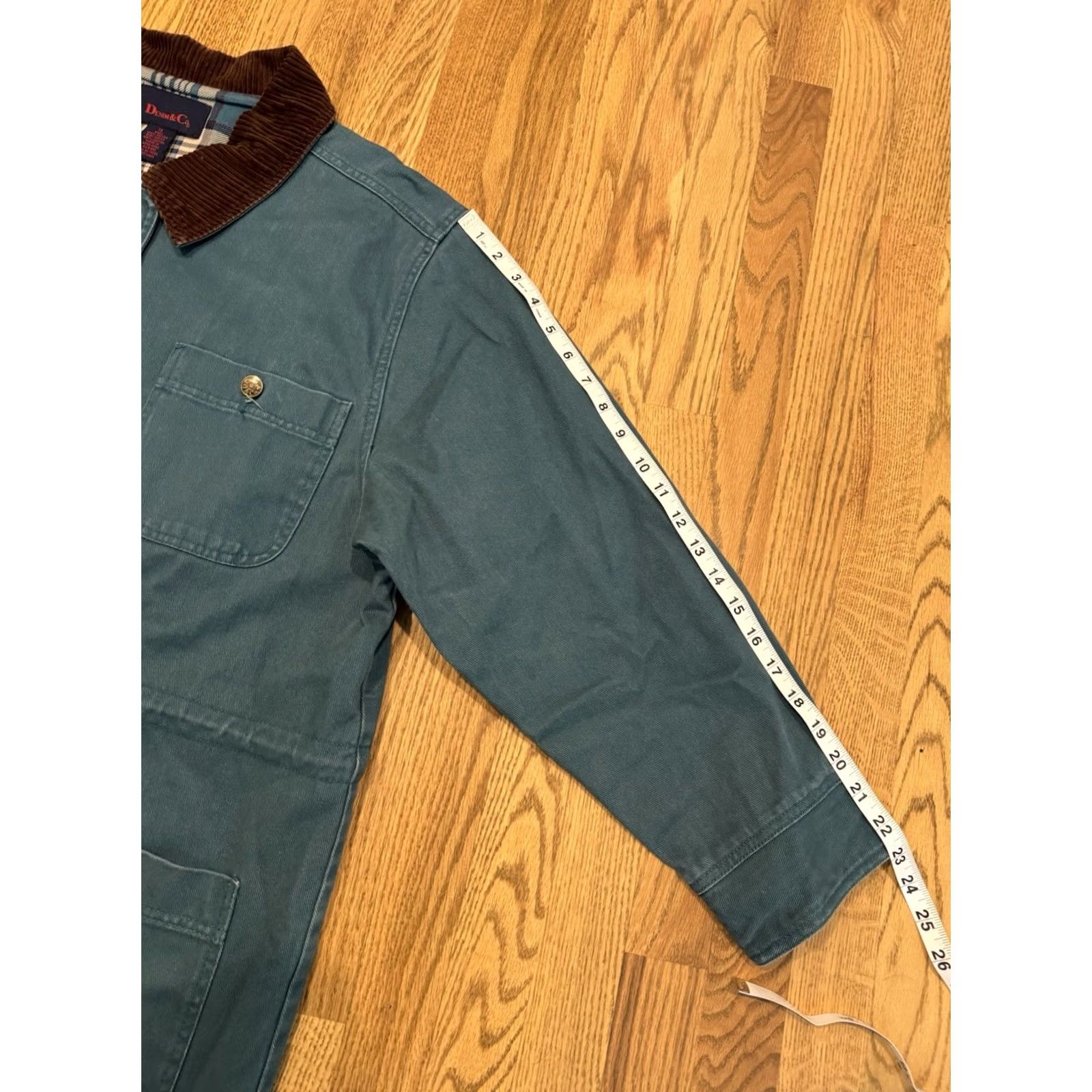 Denim & Co. VINTAGE Denim & Co. Jacket, 1X, Zip Up Button, Denim & Co., Corduroy Trim, Light Blue, Chore, Canvas, 90s, Women, Lined, Fall/Spring/Winter Size XL / US 12-14 / IT 48-50 - 7 Thumbnail