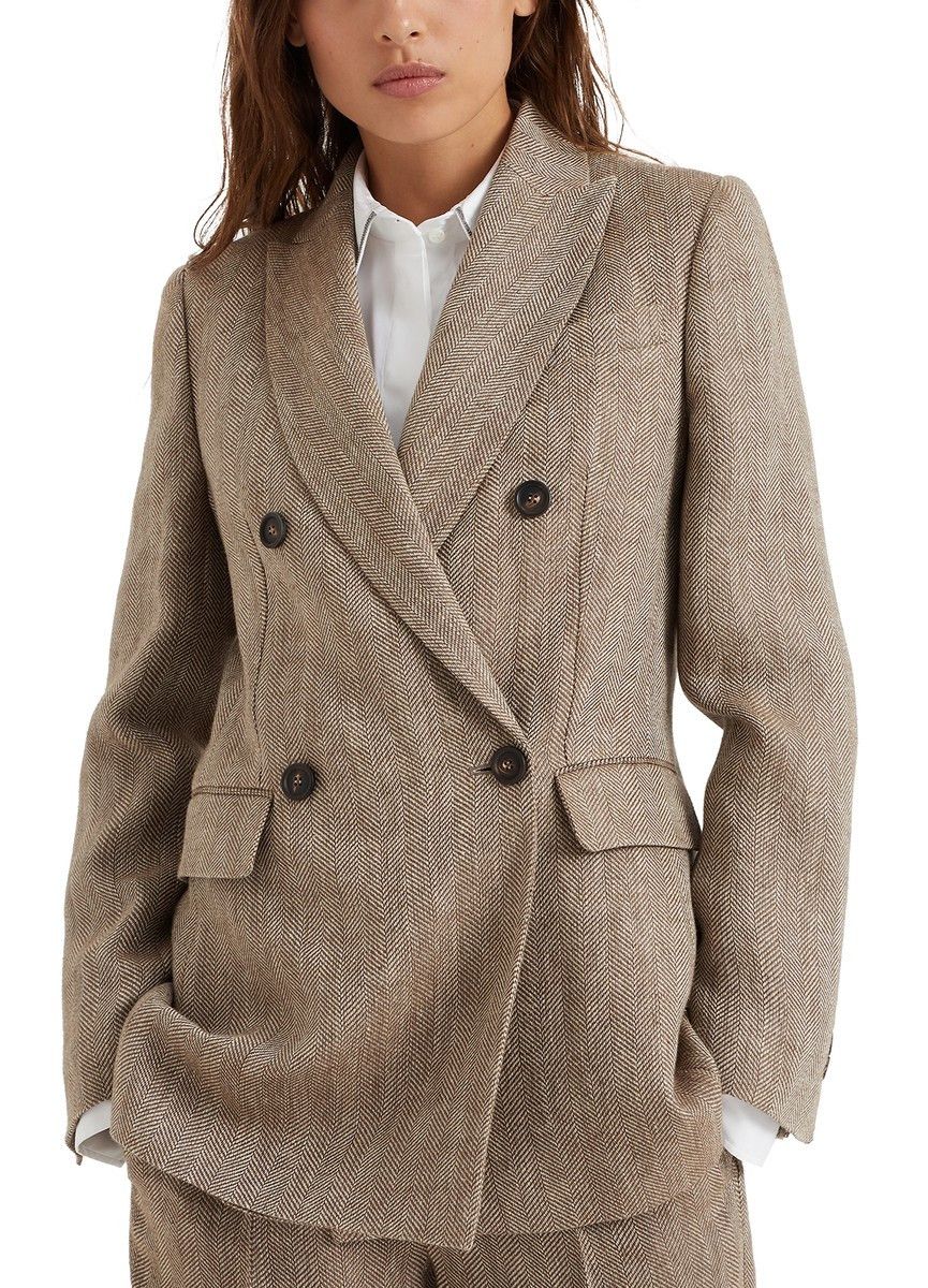 Brunello Cucinelli o1w1db10825 Woven Jacket Wool in Brown/Overflow Size M / US 6-8 / IT 42-44 - 2 Thumbnail