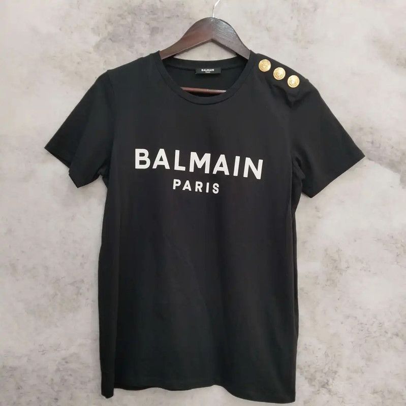 Balmain Balmain Women's Black Cotton Short Sleeve T-Shirt 0089 Size S / US 4 / IT 40 - 1 Thumbnail