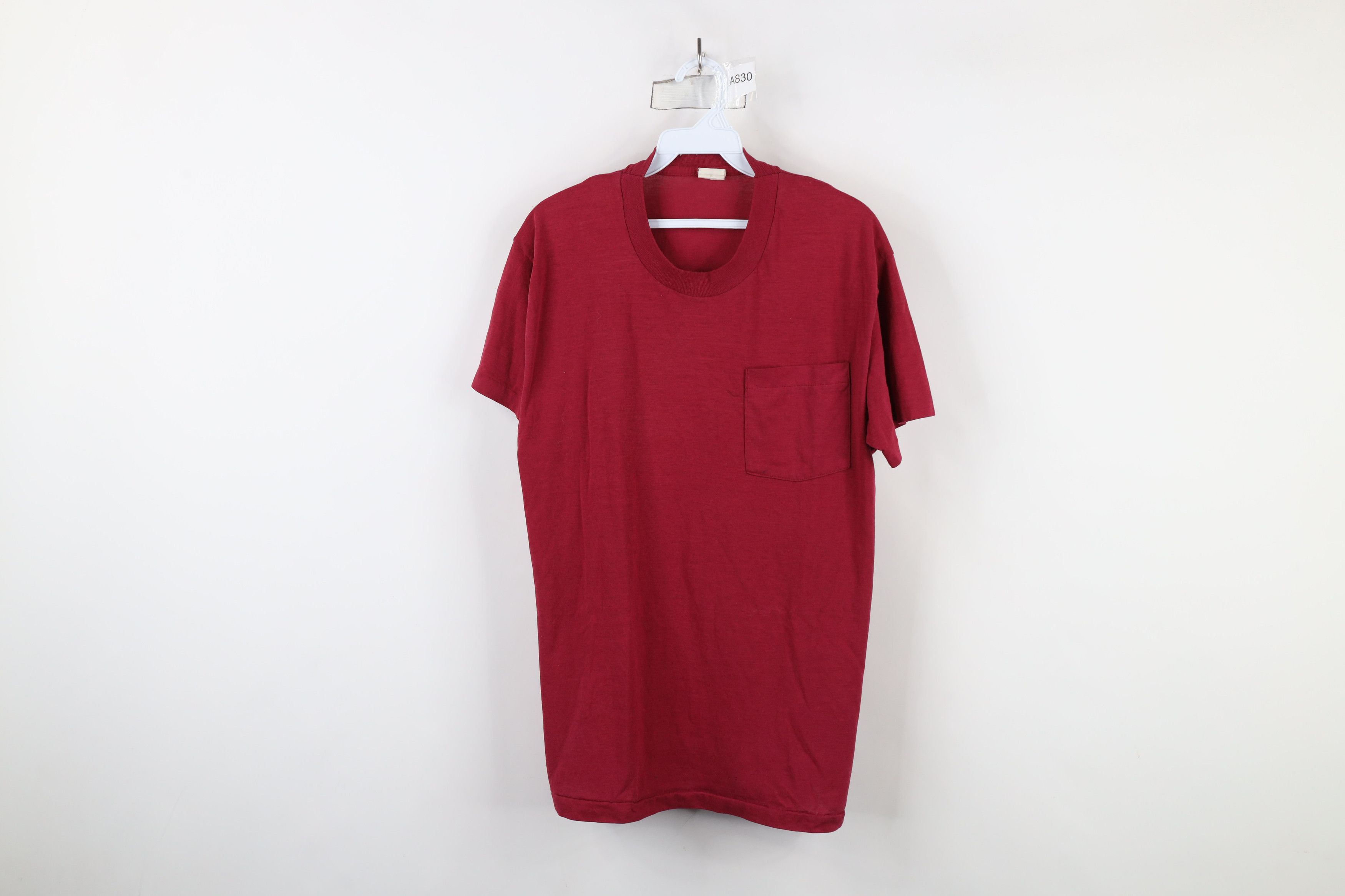 Vintage Vintage 90s Streetwear Blank Thin Pocket T-Shirt Red USA Size US M / EU 48-50 / 2 - 1 Thumbnail