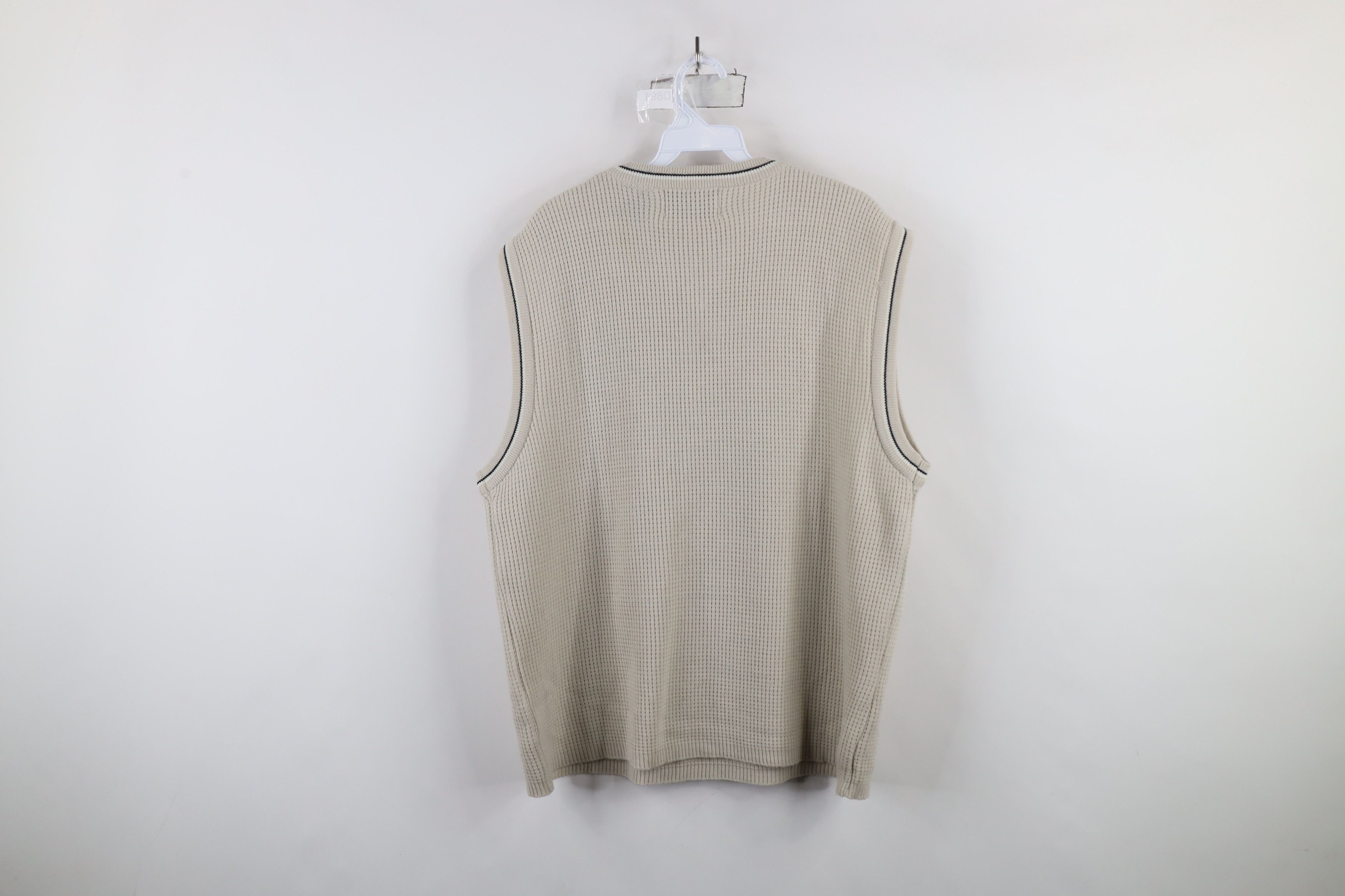 Vintage Vintage 90s Streetwear Thermal Knit Sweater Vest Beige Size US L / EU 52-54 / 3 - 8 Thumbnail