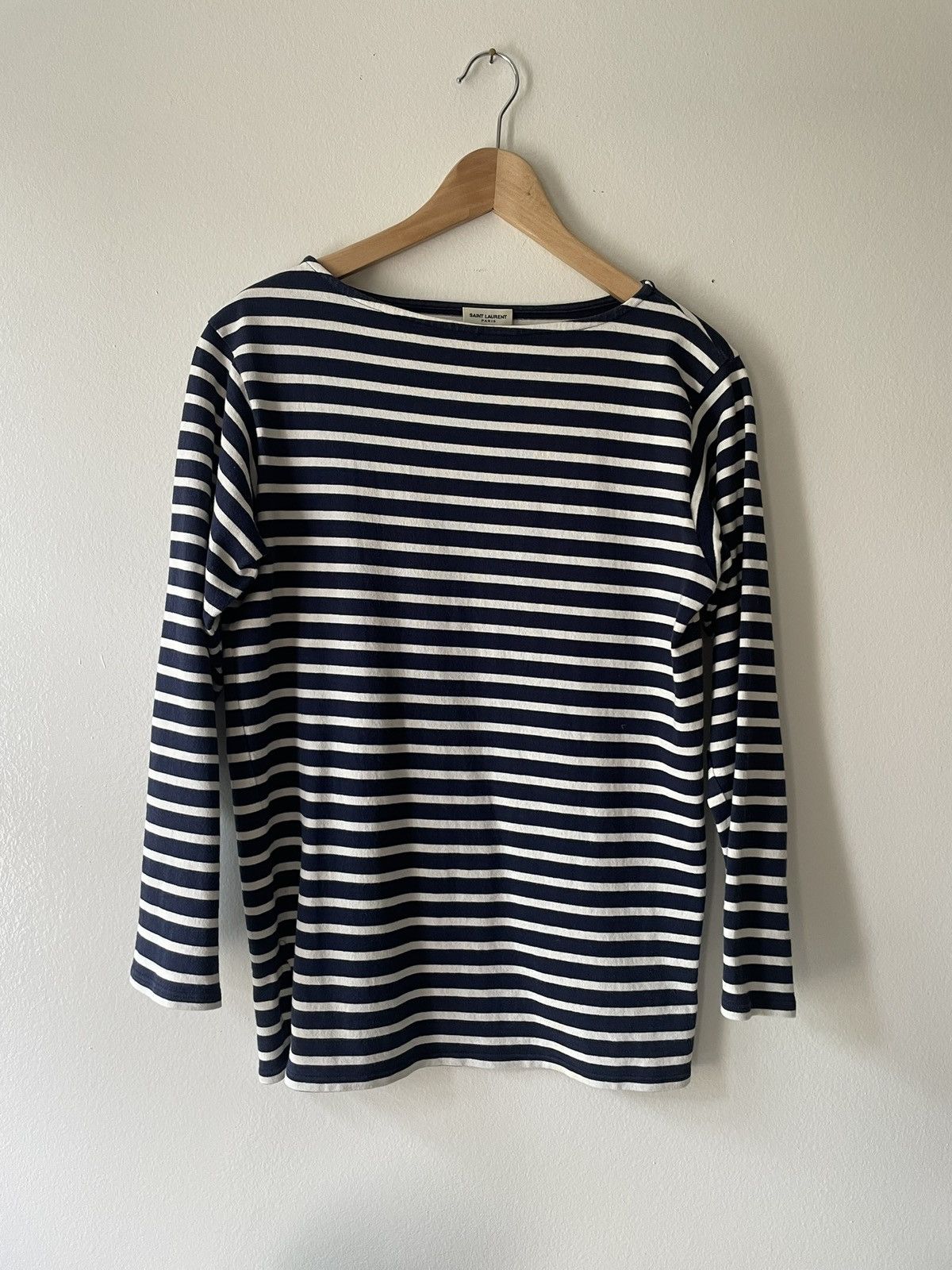 Saint Laurent by Hedi Slimane Navy Blue Striped Long Sleeve