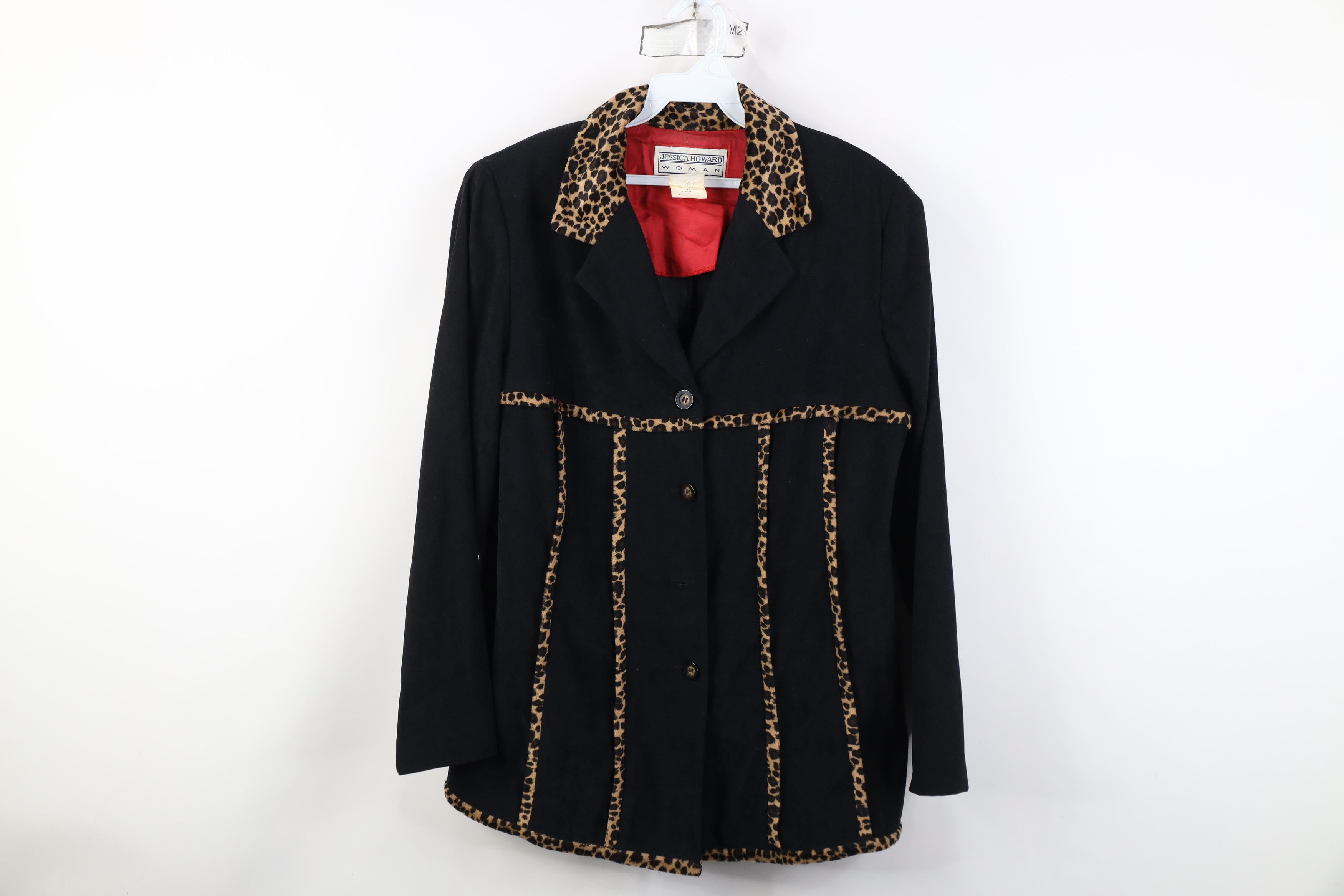 Vintage Vintage 90s Streetwear Cheetah Trim Microfiber Jacket Black Size XL / US 12-14 / IT 48-50 - 1 Thumbnail