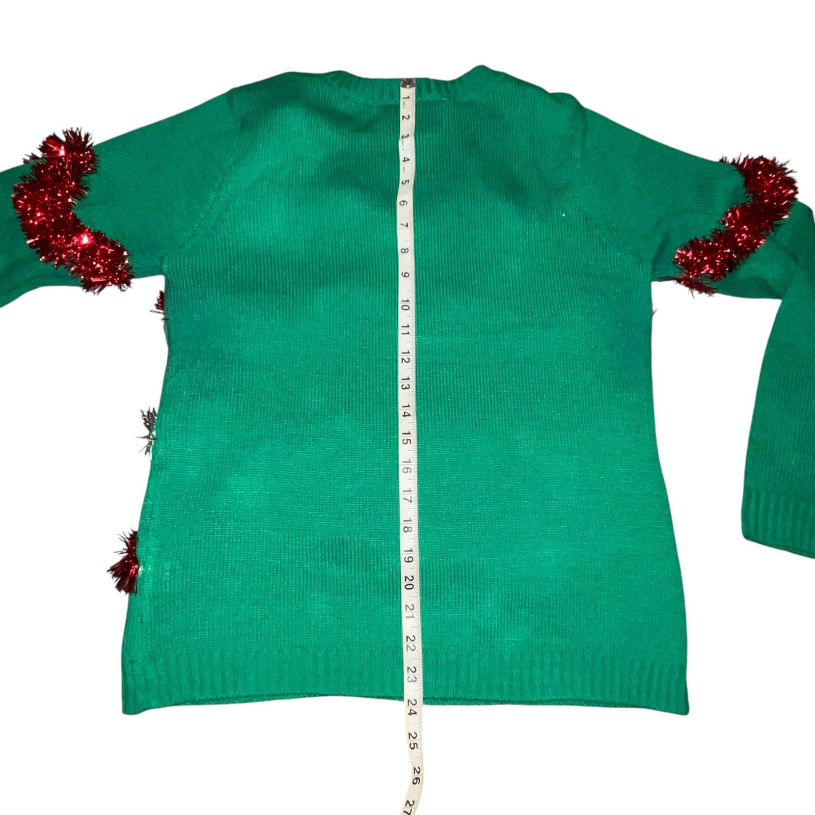 Other Ugly Christmas Tree Sweater Green Metallic Tinsel Garland LG Size L / US 10 / IT 46 - 7 Thumbnail