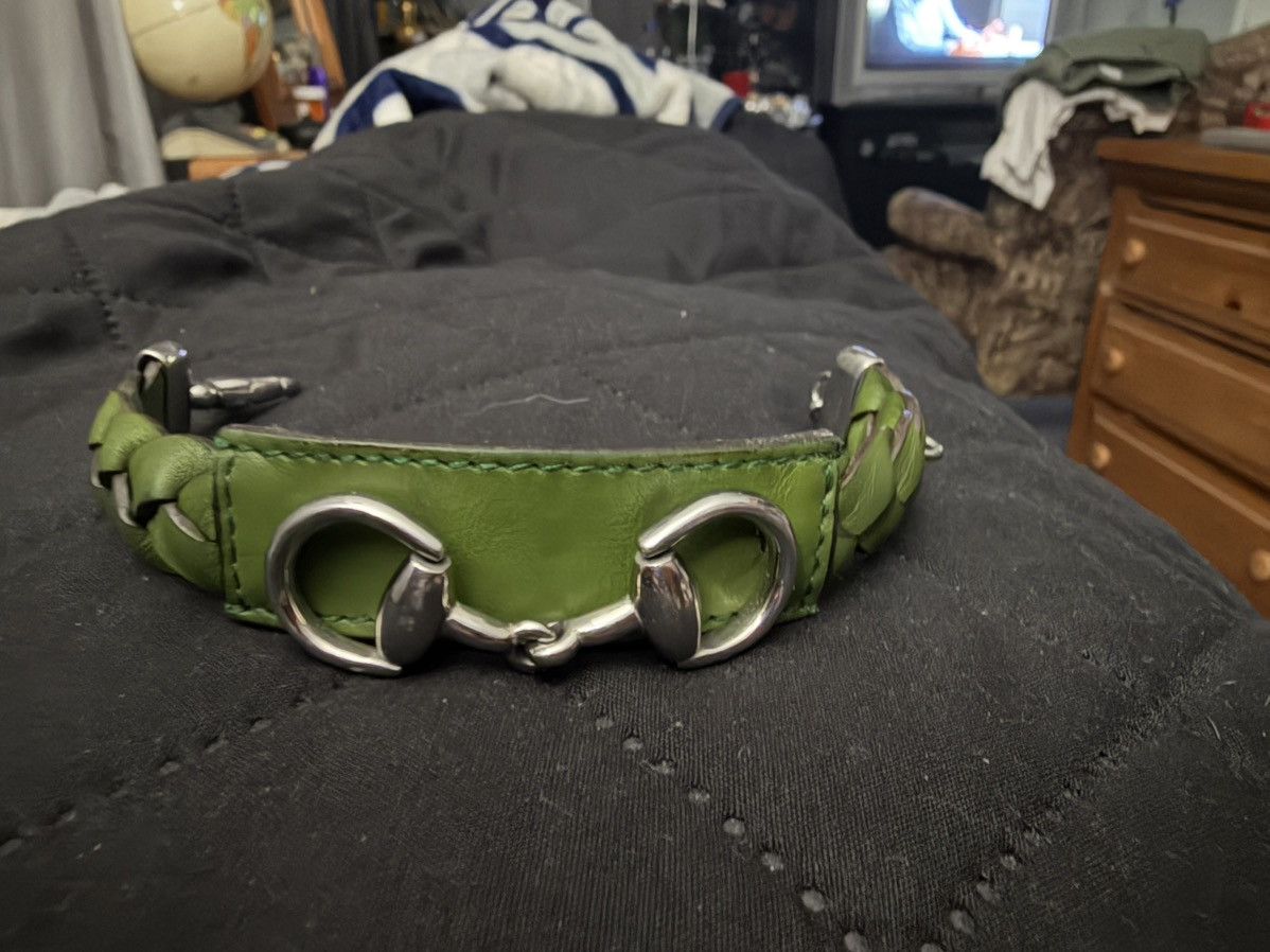 GUCCI Tom Ford FW 2001 Horsebit Leather Bracelet Demna Logo