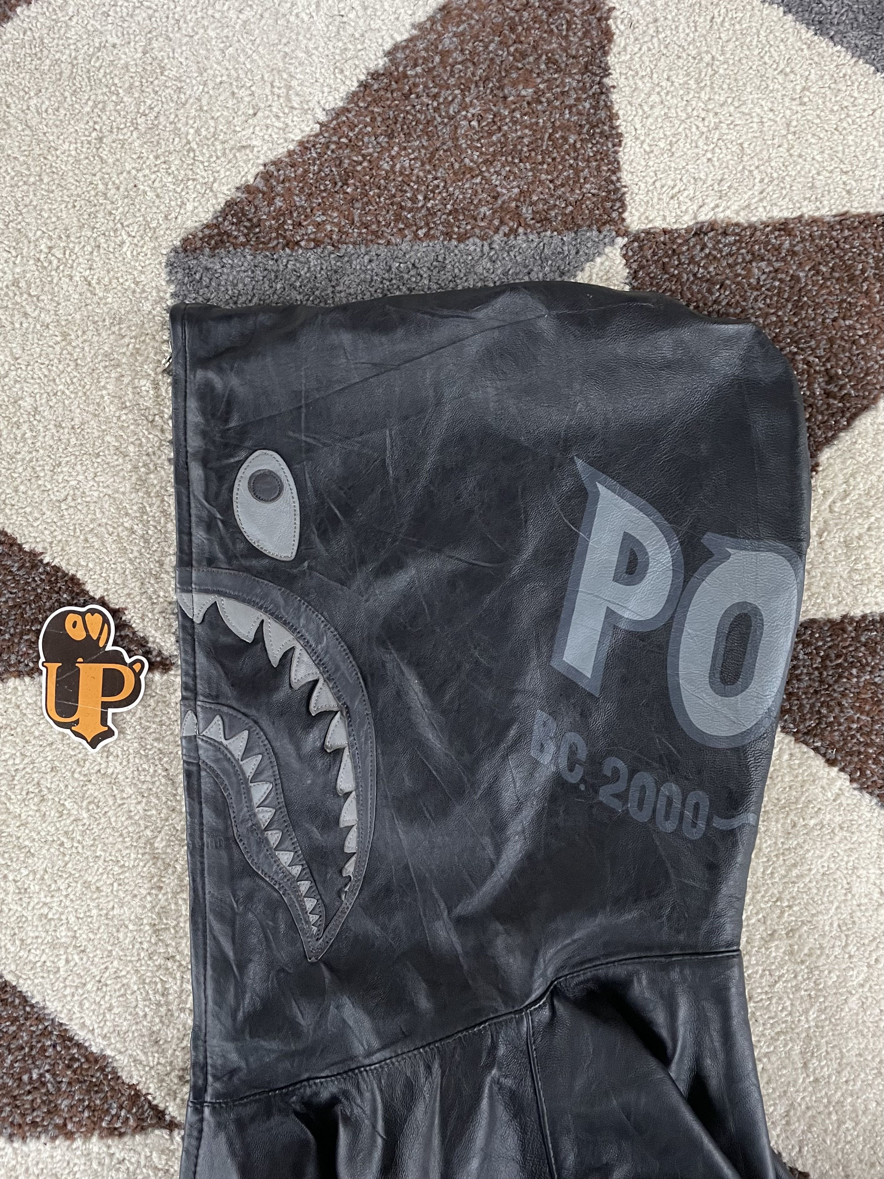 Bape 2008 Bape Shark Leather Hoodie Size US XL / EU 56 / 4 - 8 Thumbnail