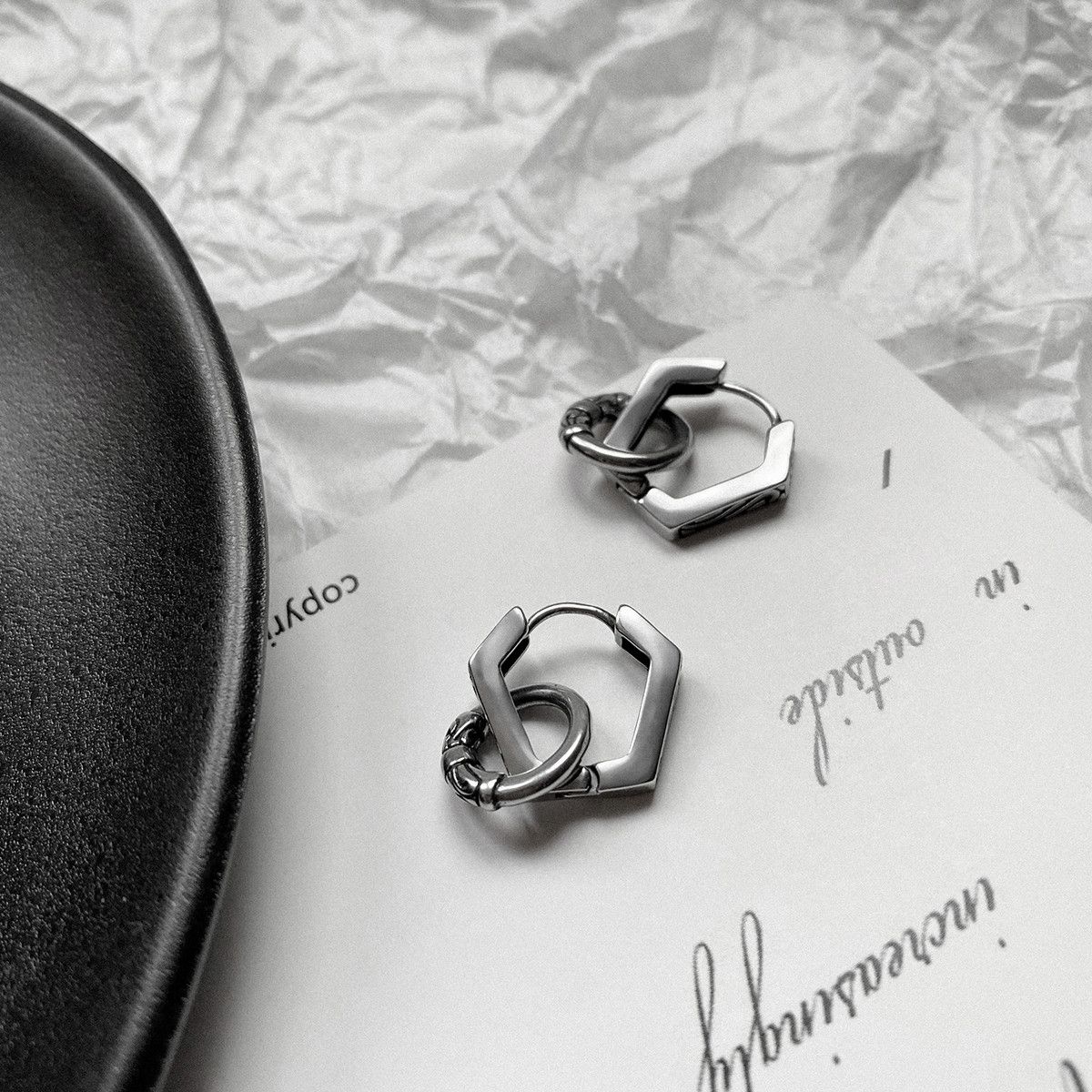 Jewelry × Sterling Silver One pairs Retro Earrings Gothic Punk Chrome Jewelry Spike Size ONE SIZE - 2 Thumbnail
