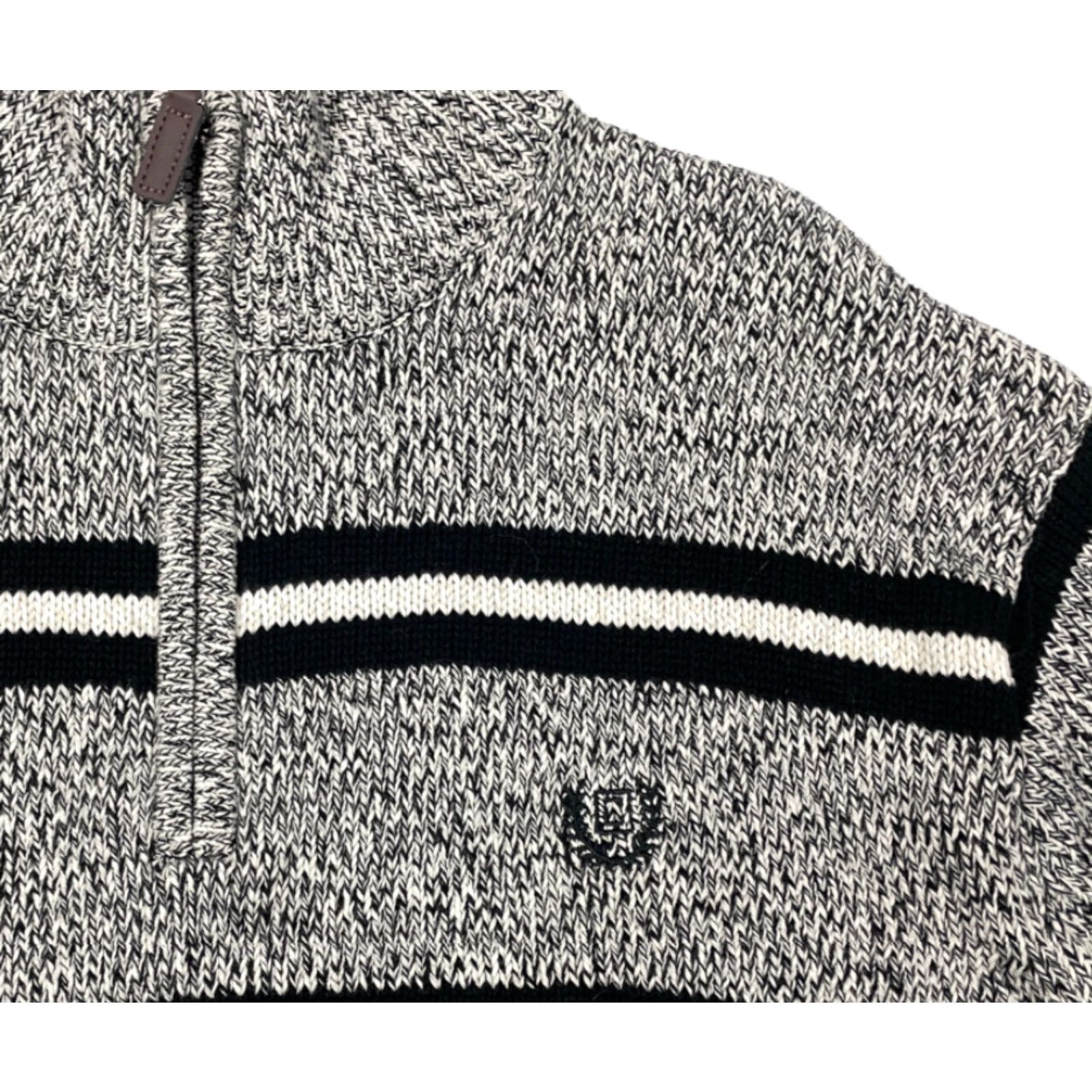Chaps Preppy Gray Black Striped Pullover High Neck Sweater Adult XL Embroidered Cotton Size US XL / EU 56 / 4 - 4 Thumbnail