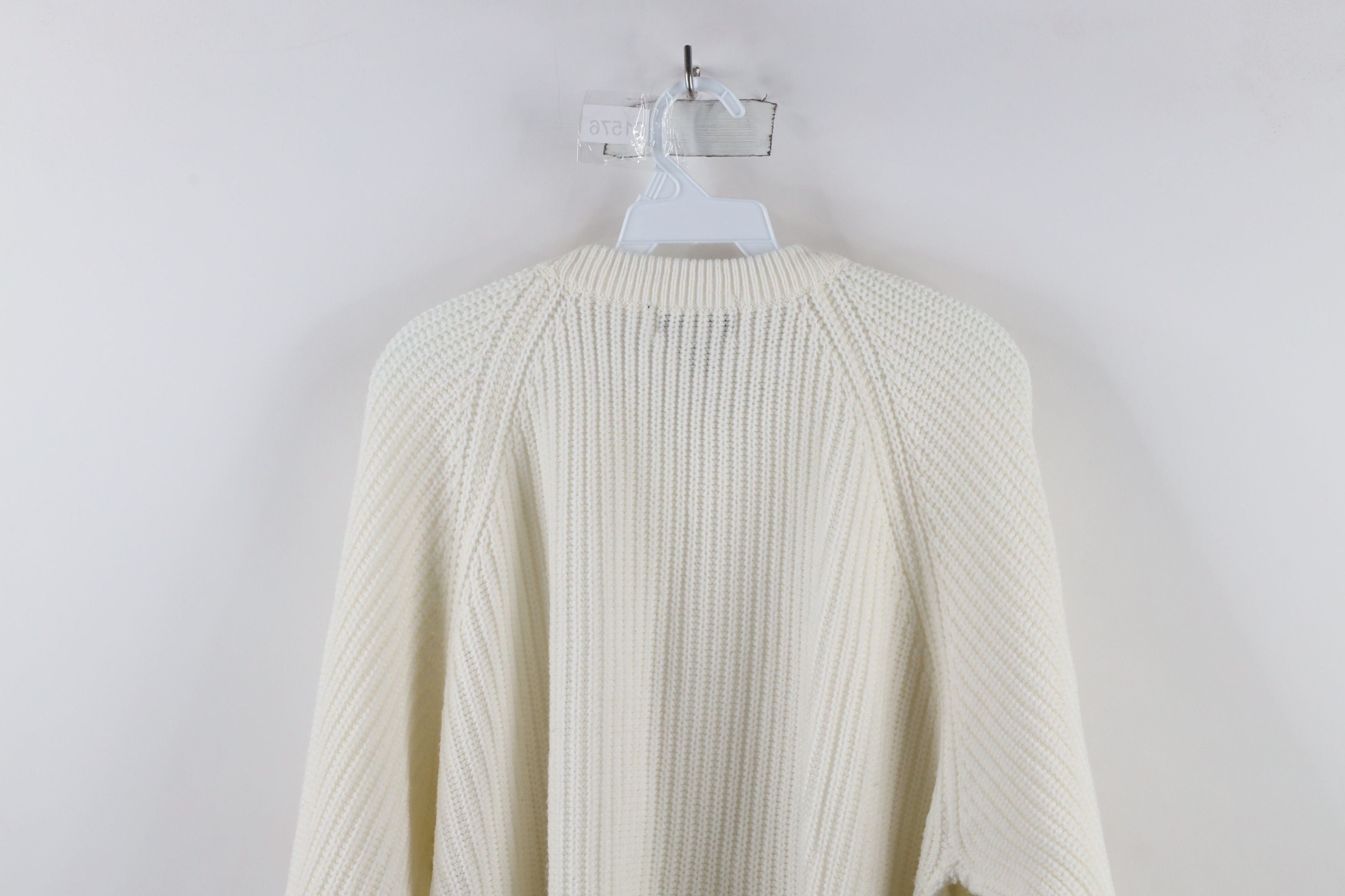 Vintage Vintage 70s Streetwear Ribbed Knit Crewneck Sweater White Size US XL / EU 56 / 4 - 6 Thumbnail