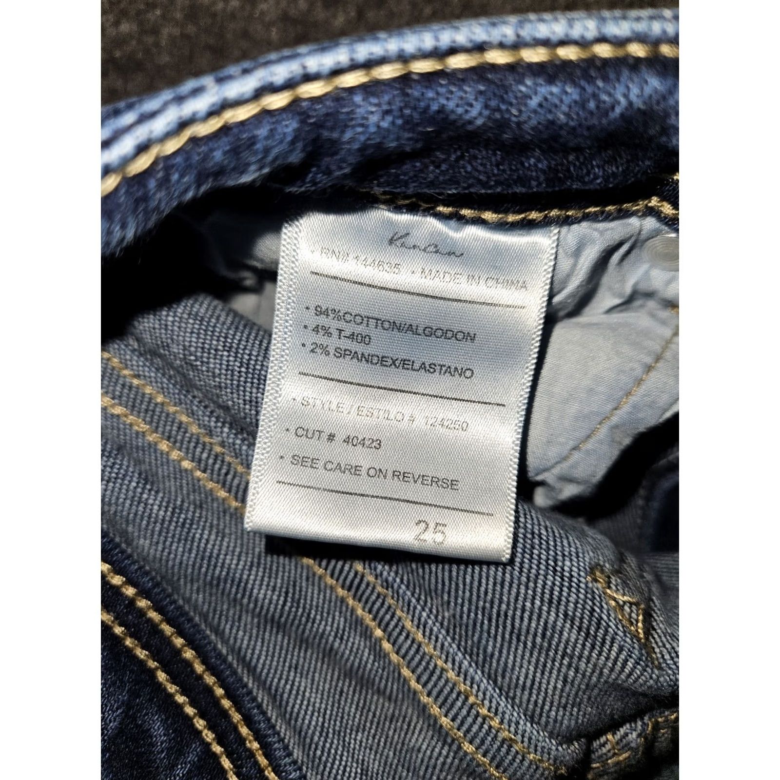 Vintage Kancan Bootcut Jeans Juniors 25 Blue Mid Rise Stretch Preppy Retro Regular Distressed Pockets Button Fly Zipper Denim 29.5 Inseam Womens Size 42" / US 20 - 3 Thumbnail