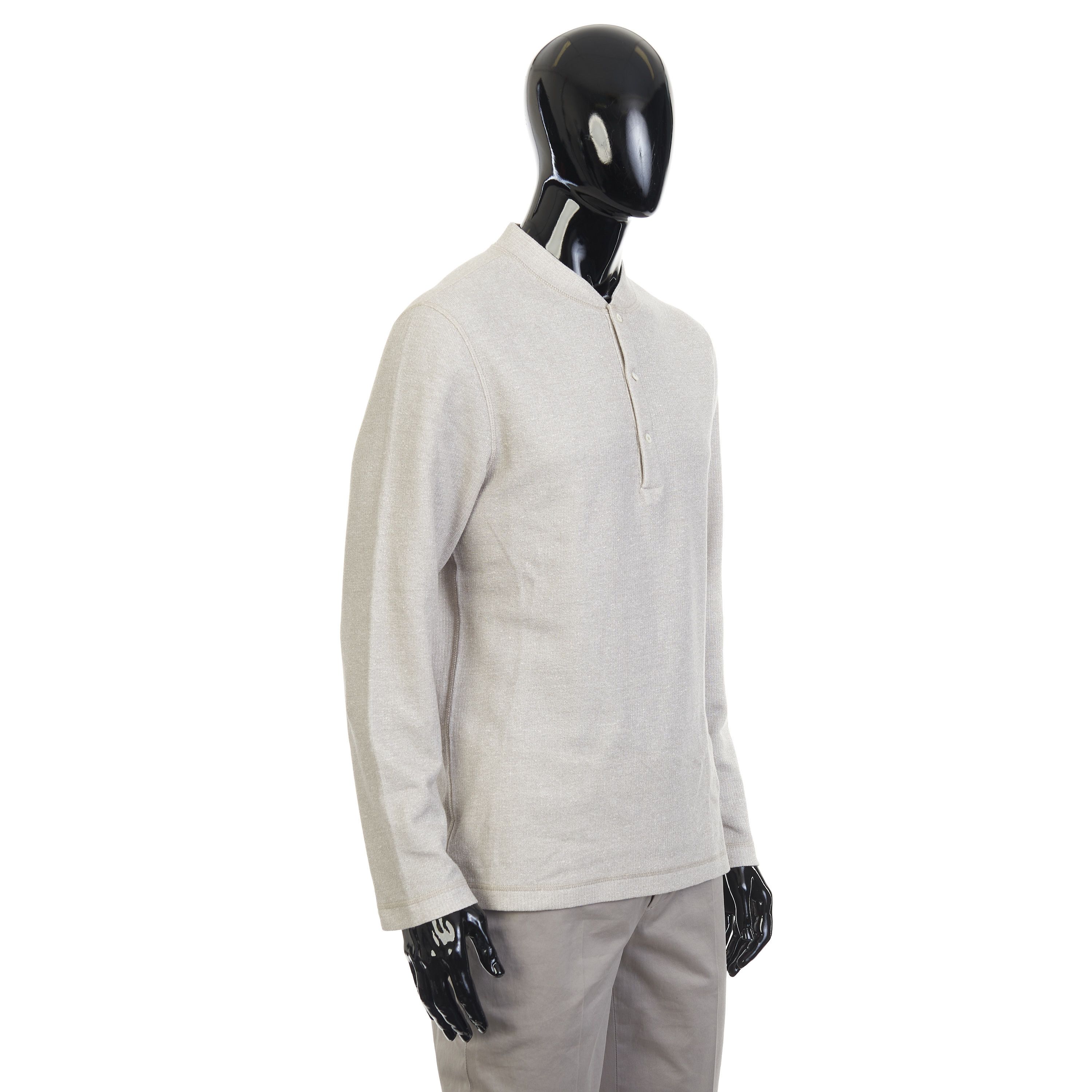 Brunello Cucinelli Gray Cotton & Linen Shirt - Henley Collar Size S Size US S / EU 44-46 / 1 - 3 Thumbnail