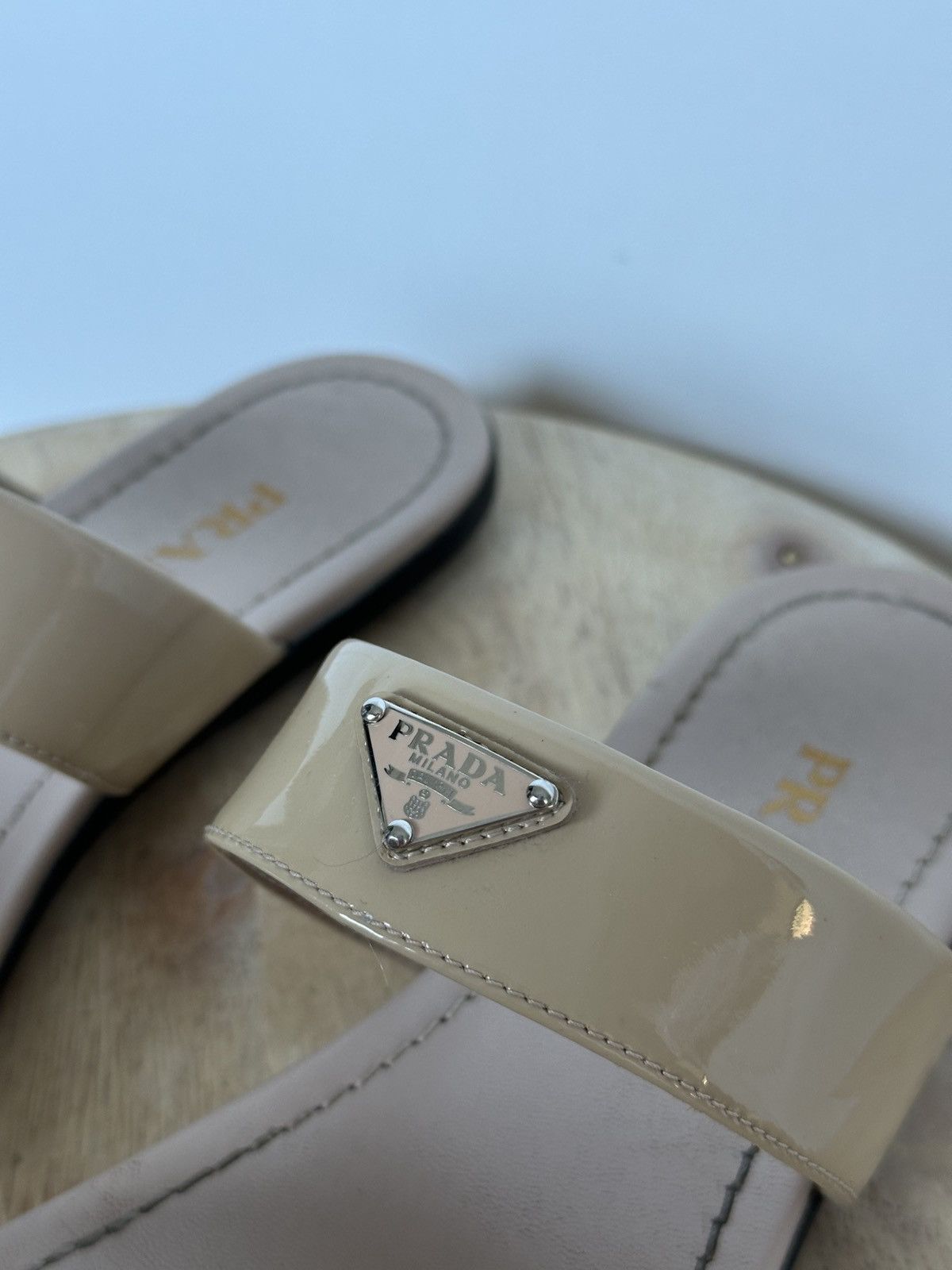 Designer × Prada Prada patent leather sandals metal logo Size US 9 / IT 39 - 7 Thumbnail