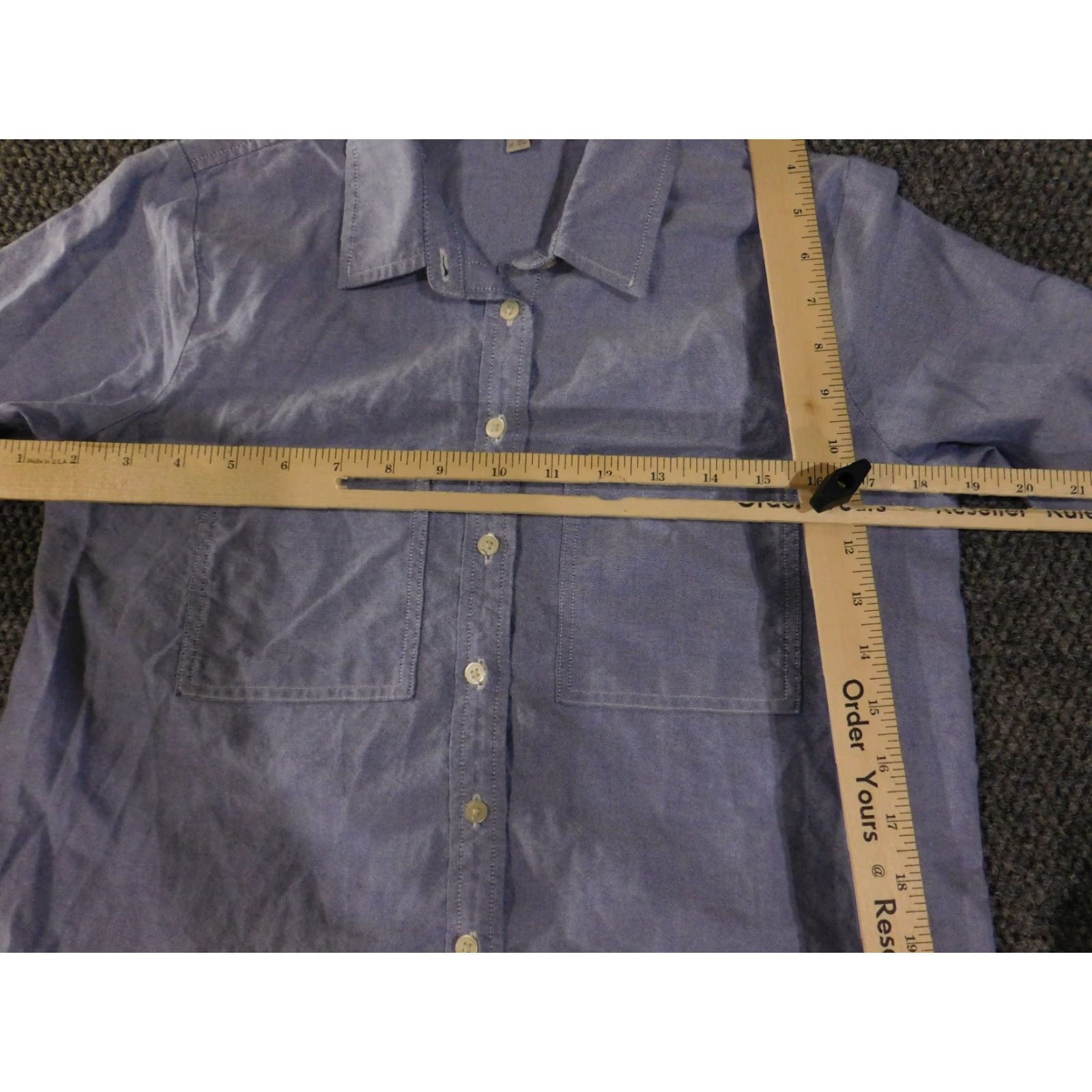 Loft LOFT Button-Up Shirt Womens XS Blue Long Sleeve 100 Percent Cotton Casual Size XS / US 0-2 / IT 36-38 - 6 Thumbnail