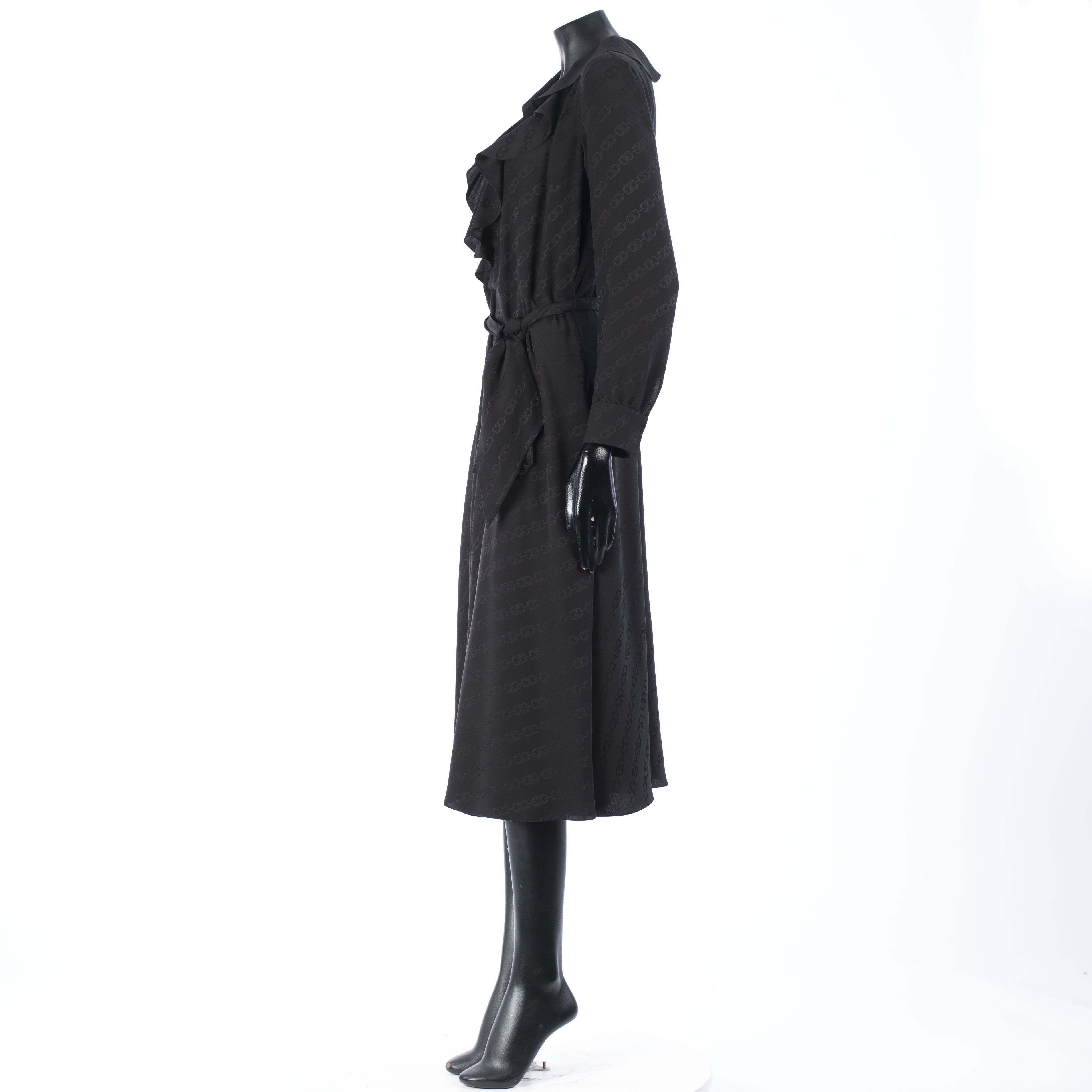 Celine Wraparound Triomphe Midi Dress In Silk Jacquard Size M / US 6-8 / IT 42-44 - 3 Thumbnail