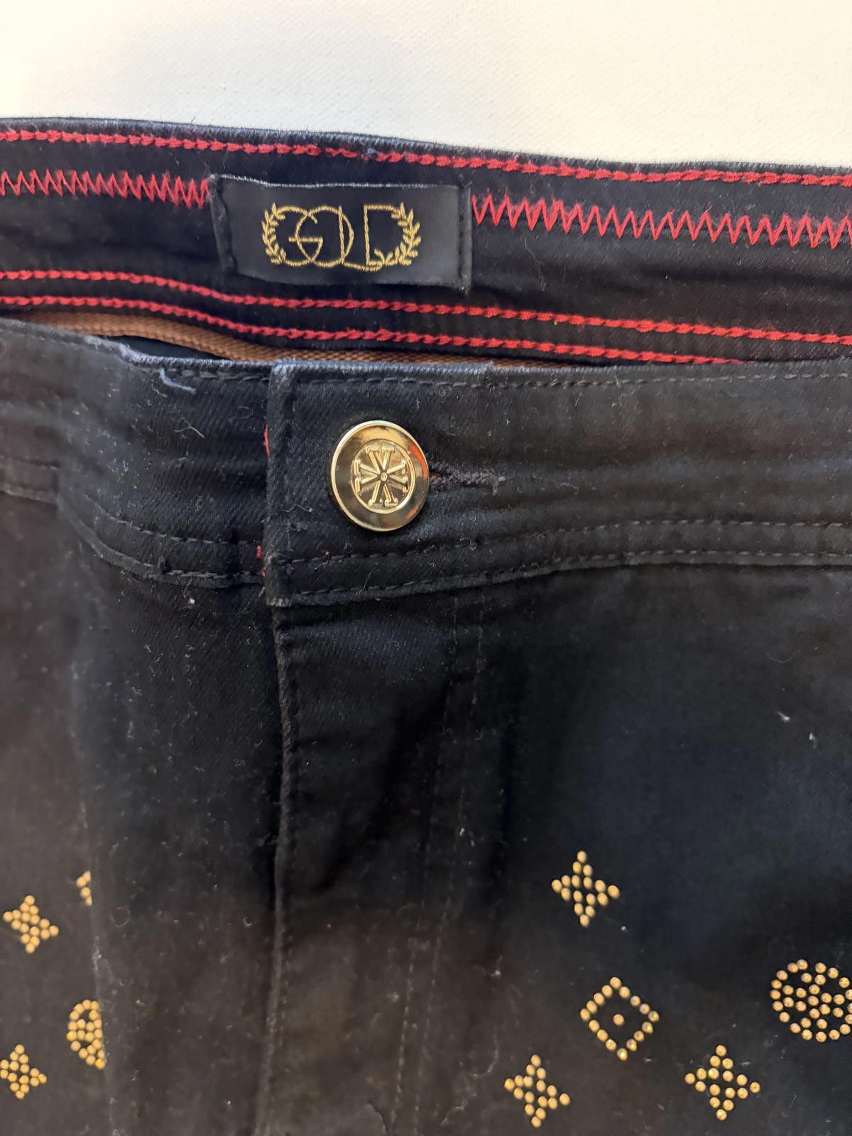 Other Gold Lux Black Embellished Straight Leg Jeans (Size 44x32) Size US 44 / EU 60 - 2 Thumbnail