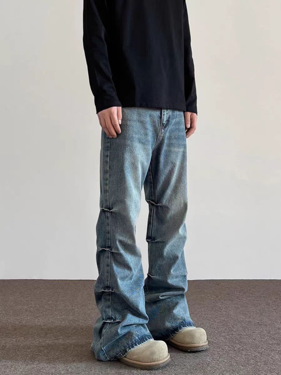 Japanese Brand × Jean Street wash baggy frayed micro flare jeans Size US 32 / EU 48 - 1 Thumbnail