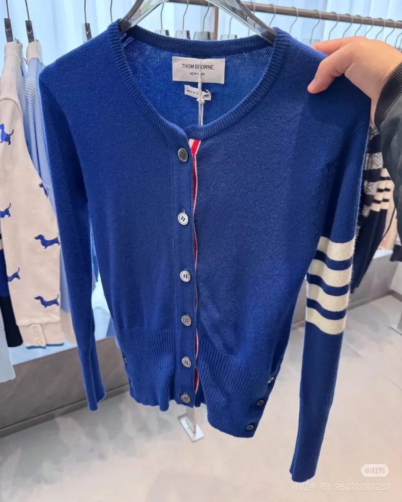Thom Browne Thom Browne Clare Blue four stripe cashmere sweater Size XS / US 0-2 / IT 36-38 - 6 Thumbnail