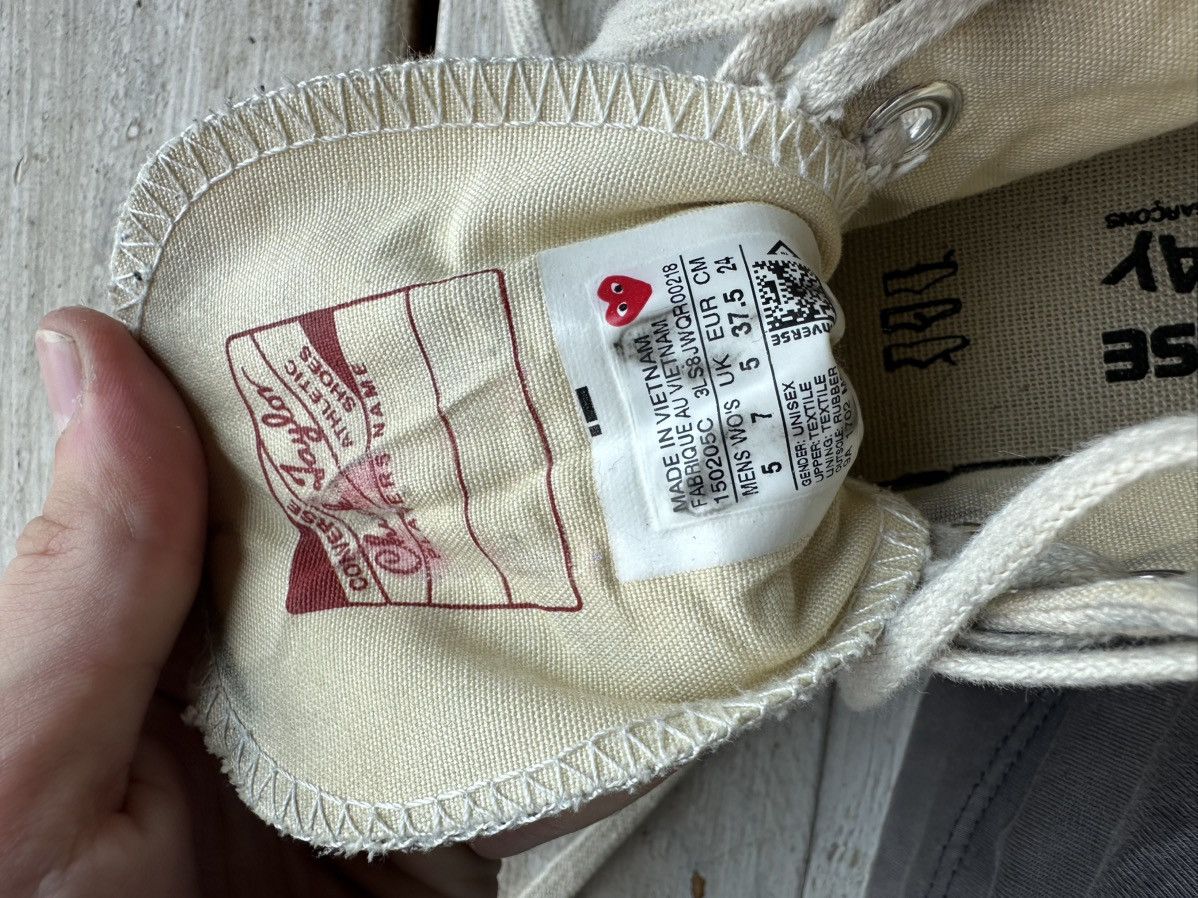 Comme des Garcons PLAY × Converse 🚨RARE BEIGE CDG CONVERSE RED HEART VINTAGE DISTRESS TRUE Size US 7.5 / IT 37.5 - 12 Thumbnail