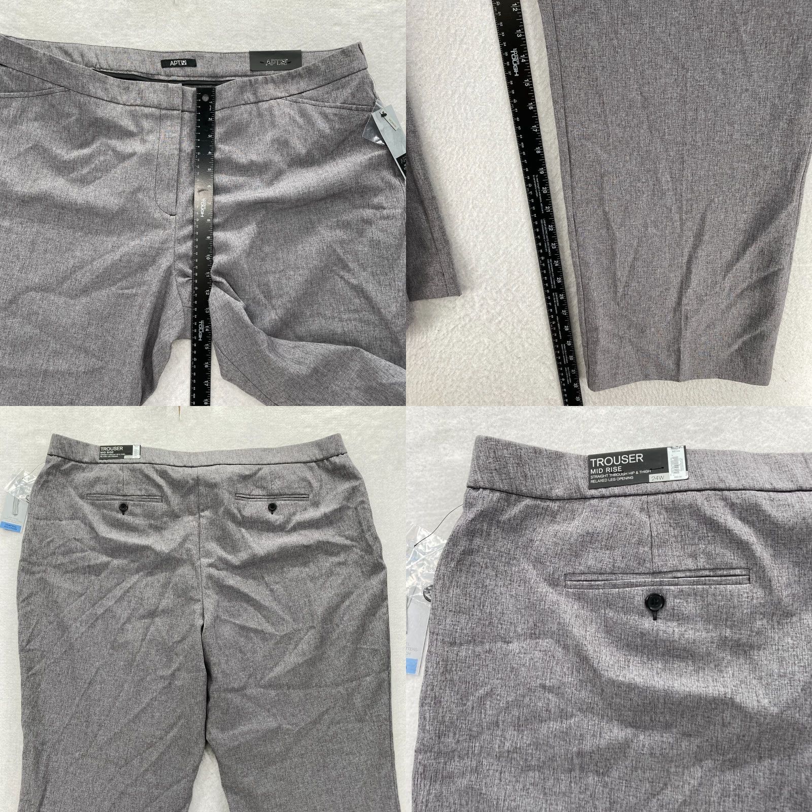 Apt. 9 Apt. 9 Women's Plus 24W Gray Stretch Fabric Trouser Leg Dress Pants High Rise Size 30" / US 8 / IT 44 - 8 Thumbnail
