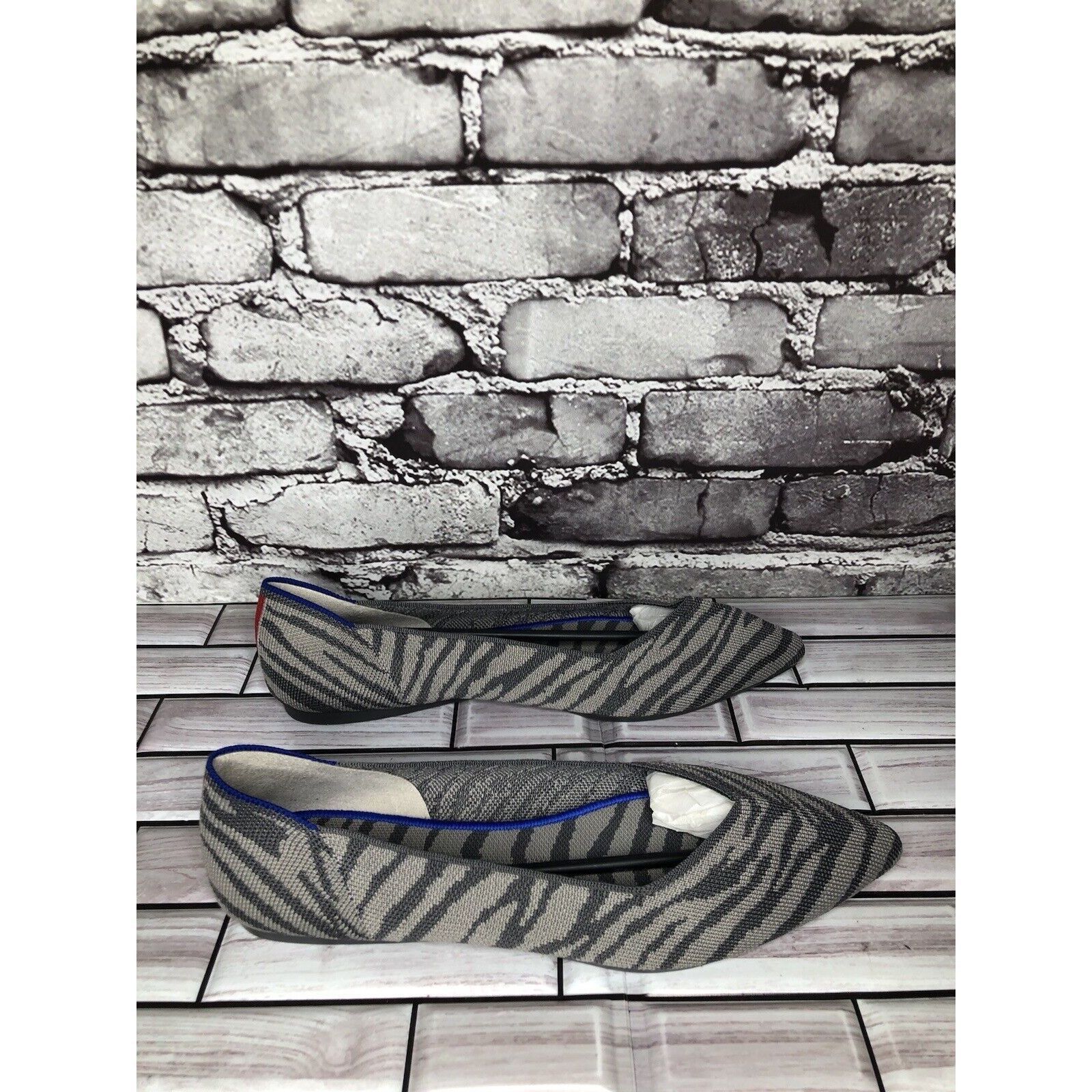Other Rothy’s The Point Retired Grey Zebra Fabric Stripe Flats Wom Size US 9.5 / IT 39.5 - 18 Thumbnail
