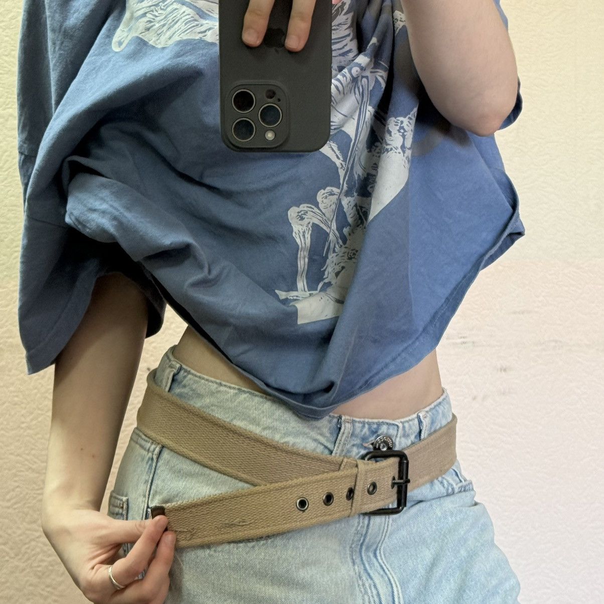 Vintage Vintage 90s Japanese Leather Belt Grunge Goth Archive OS Size ONE SIZE - 2 Thumbnail