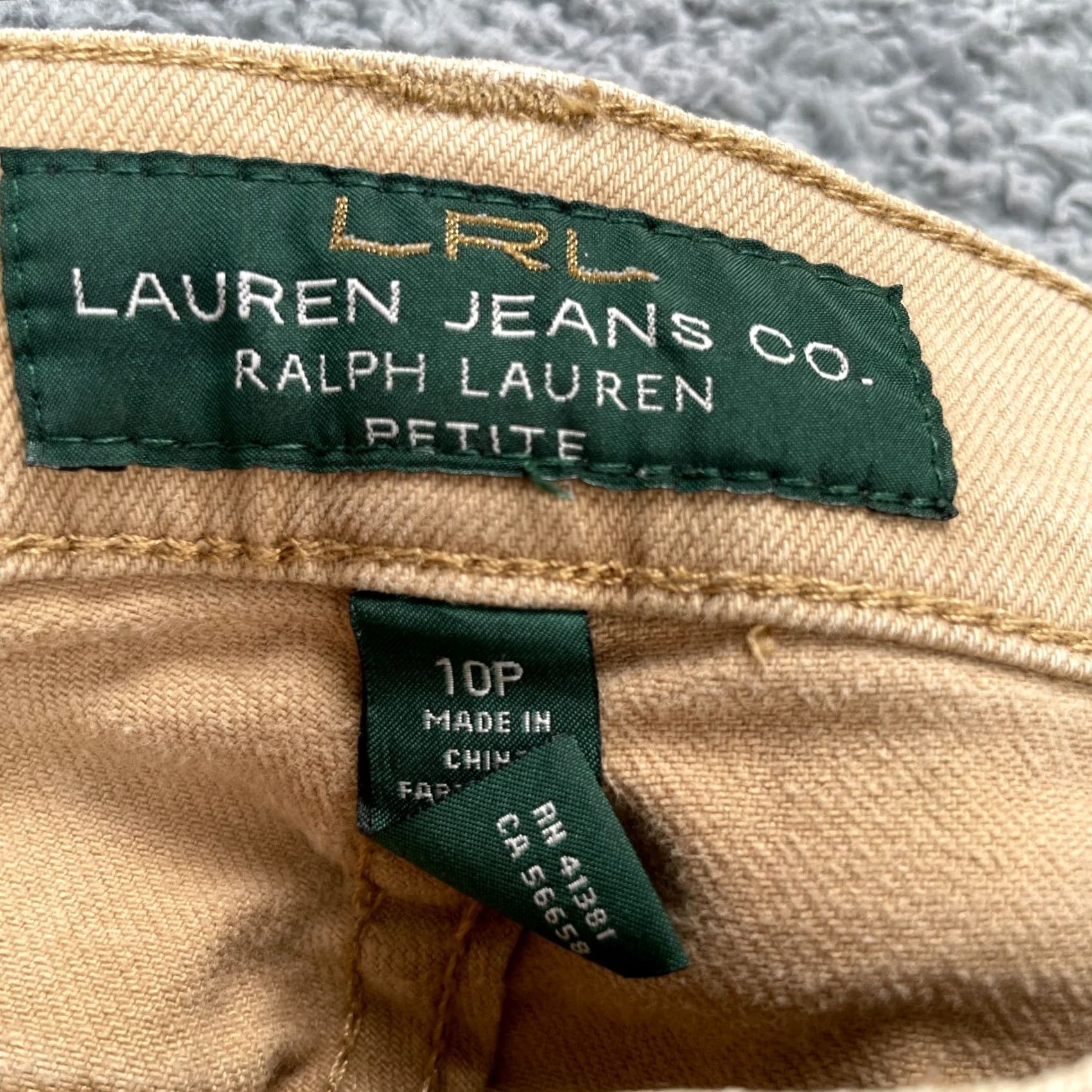Ralph Lauren Lauren Ralph Lauren Jeans Womens 10 Petite Beige Cotton Stretch Straight Leg Jeans 5-Pocket Denim City Preppy Distressed-Free Regular Inseam 22 in Size 32" / US 10 / IT 46 - 2 Thumbnail