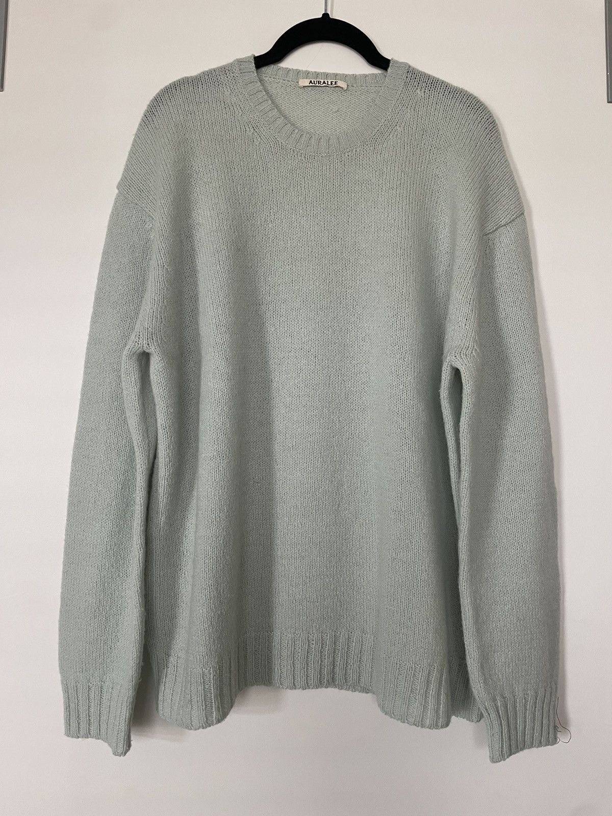 image of Auralee Shetland Wool Knit A9Ap02Sl Blue Green Sweater Size4, Men's (Size XL)