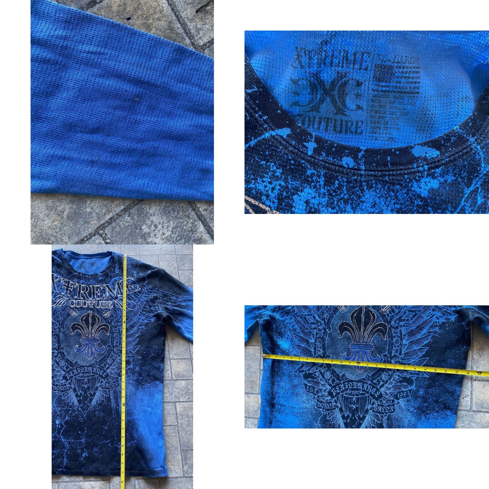 Vintage Xtreme Couture Long Sleeve Thermal Shirt 3XL Blue Men T-Shirt Vintage Y2K Size US XXL / EU 58 / 5 - 8 Thumbnail