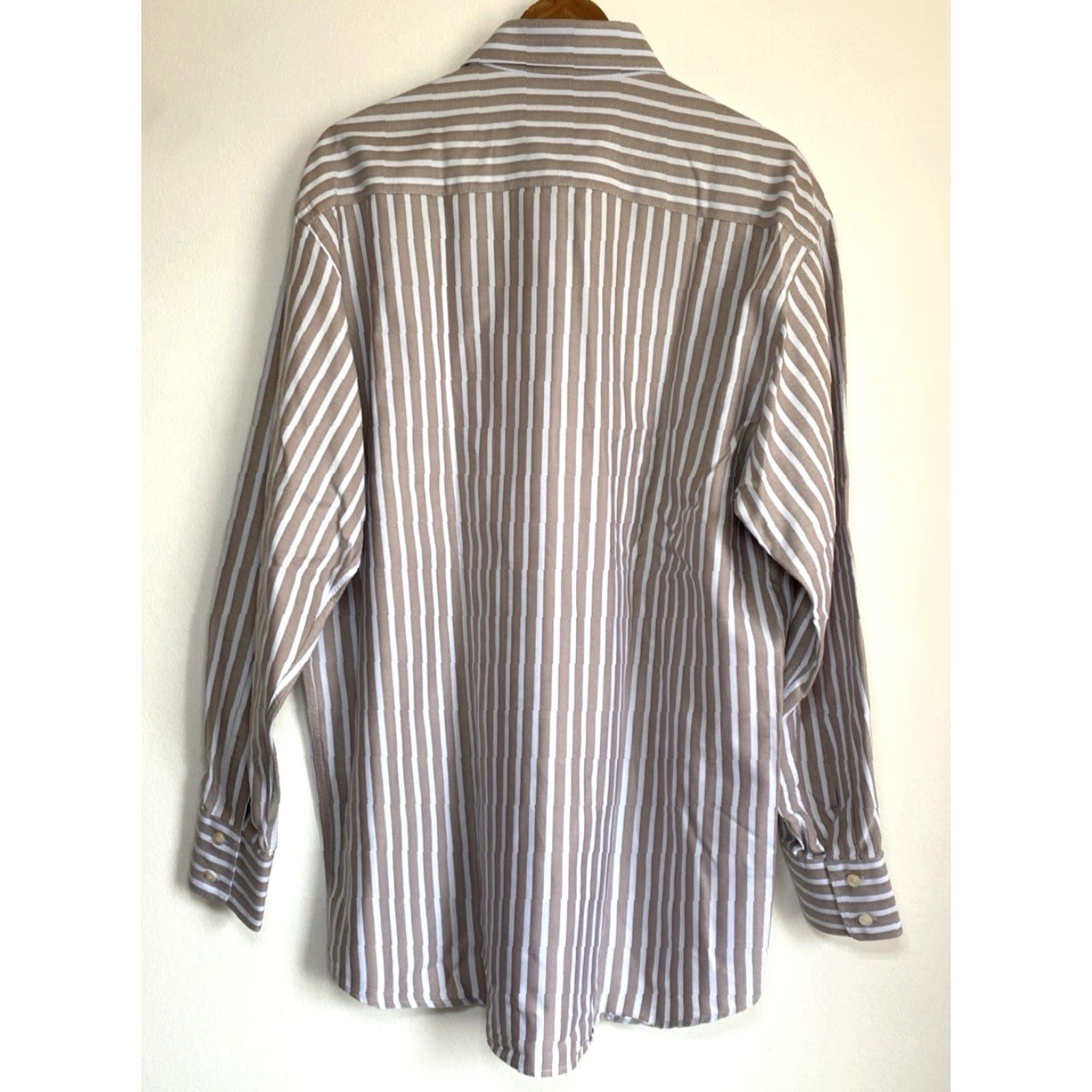 Ermenegildo Zegna VINTAGE Ermenegildo Zegna Button-Up Shirt Stripes XL Mens Cotton Woven Long Sleeve Collared Brown Blue Pattern Casual Size US XL / EU 56 / 4 - 3 Thumbnail