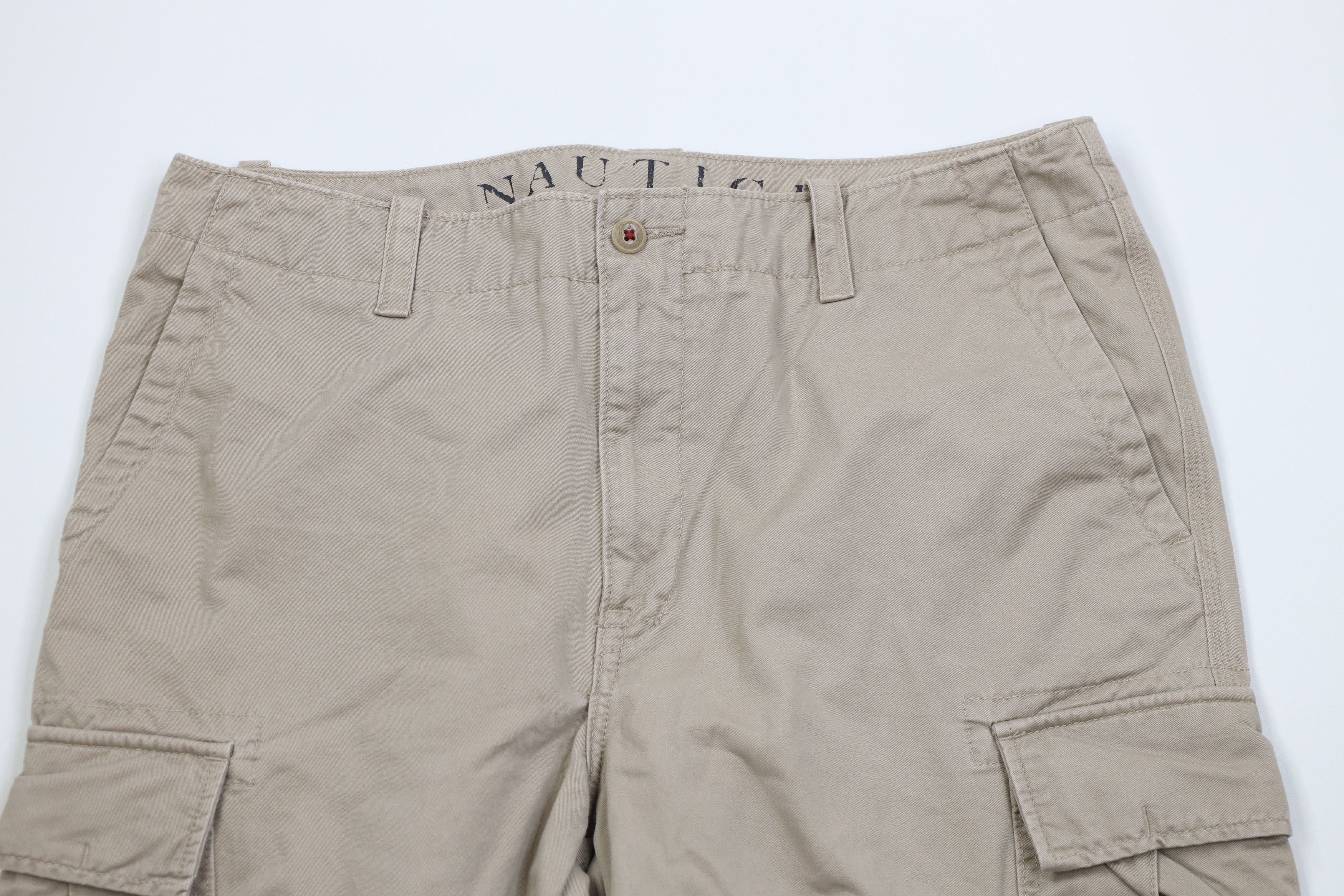 Nautica Vintage 90s Y2K Nautica Wide Leg Cargo Pants Beige Cotton Size US 36 / EU 52 - 2 Thumbnail