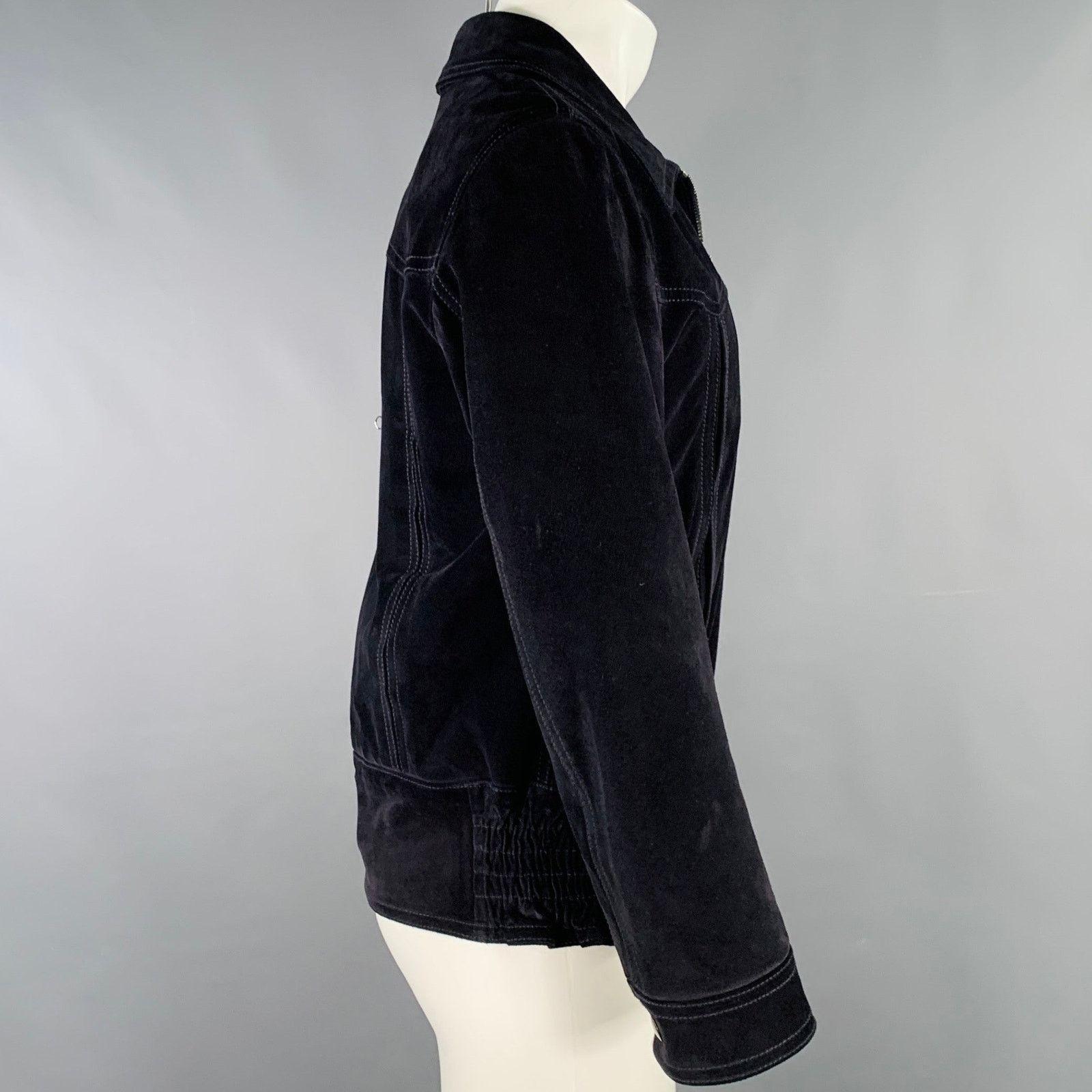 Dolce & Gabbana DOLCE & GABBANA Black Calfskin Suede Zip Up Work Jacket Size US M / EU 48-50 / 2 - 2 Thumbnail