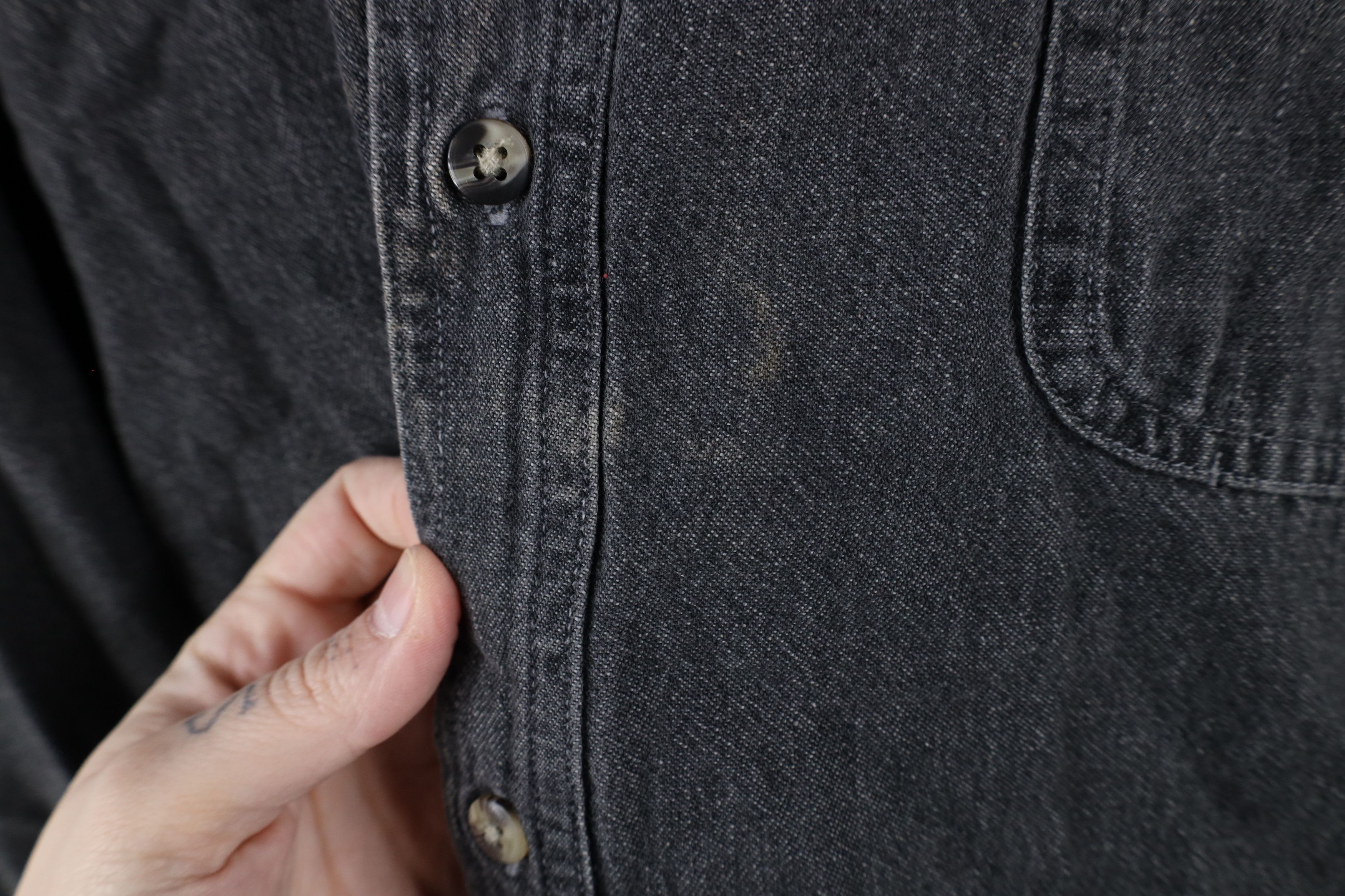 Vintage Vintage 90s Streetwear Jean Collared Button Down Shirt Black Size US XXL / EU 58 / 5 - 4 Thumbnail