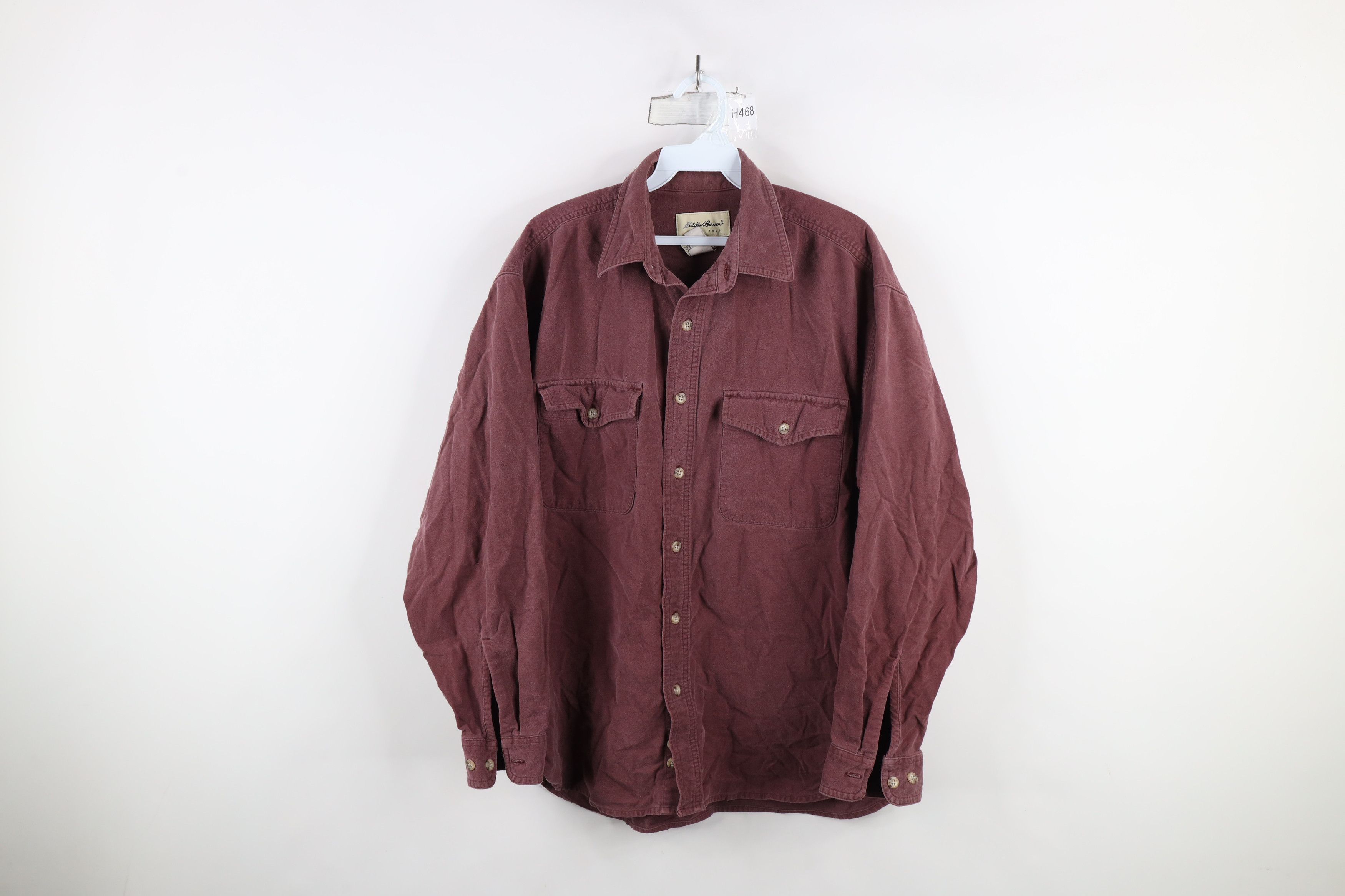 Eddie Bauer × Vintage Vintage 90s Eddie Bauer Chamois Cloth Button Shirt Burgundy Size US M / EU 48-50 / 2 - 1 Thumbnail
