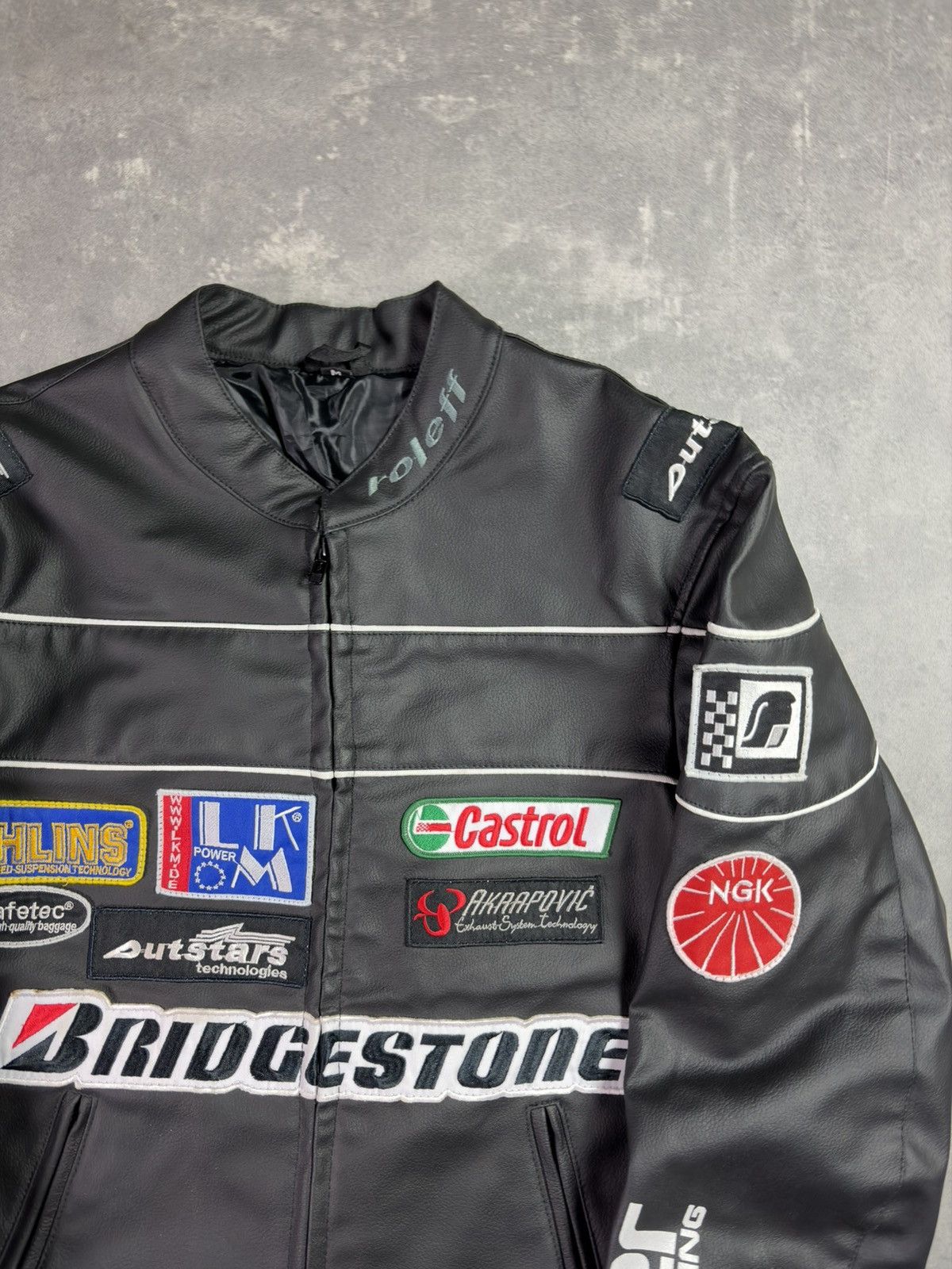 NASCAR Roleff Bridgestone Castrol Logos Racing Jacket Moto PVC M Size US M / EU 48-50 / 2 - 5 Thumbnail