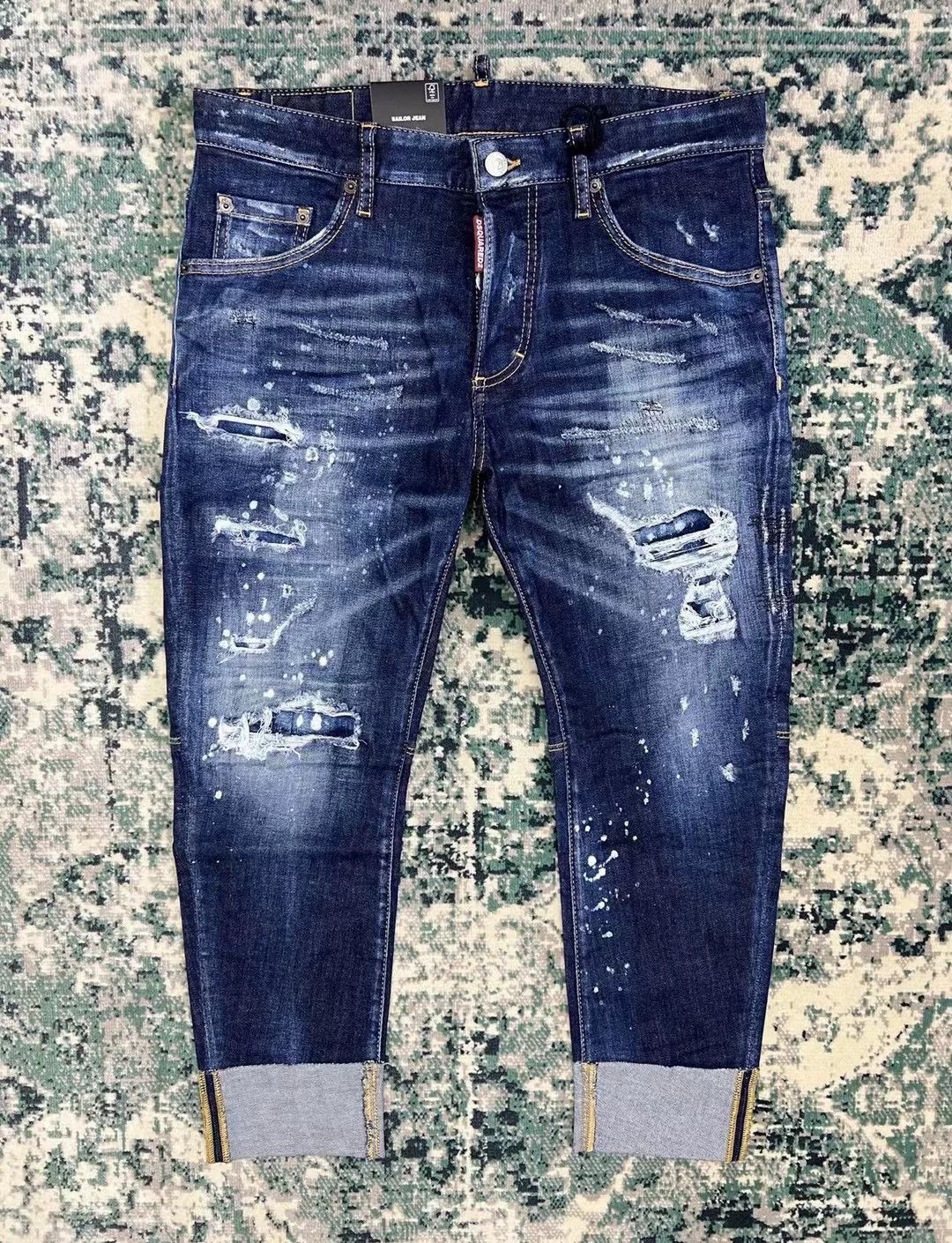 Dsquared2 Blue Distressed Denim Jeans with Paint Splatter Size 28 Size US 28 / EU 44 - 1 Thumbnail