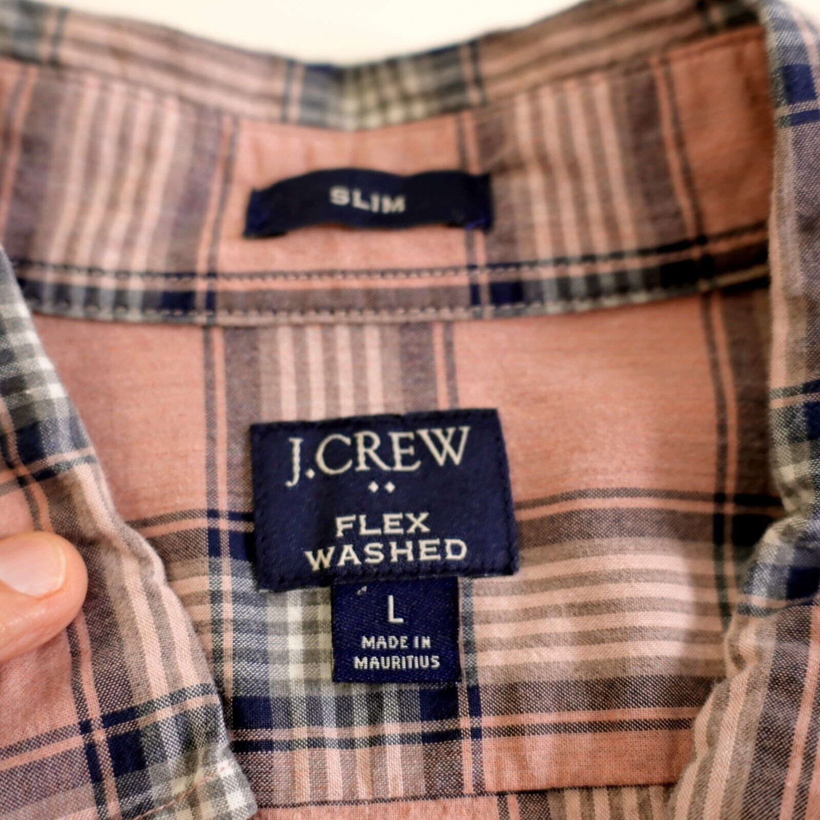 J.Crew J Crew Flex Washed Slim Large Pink Blue Plaid Button Down Lo Size US L / EU 52-54 / 3 - 7 Thumbnail