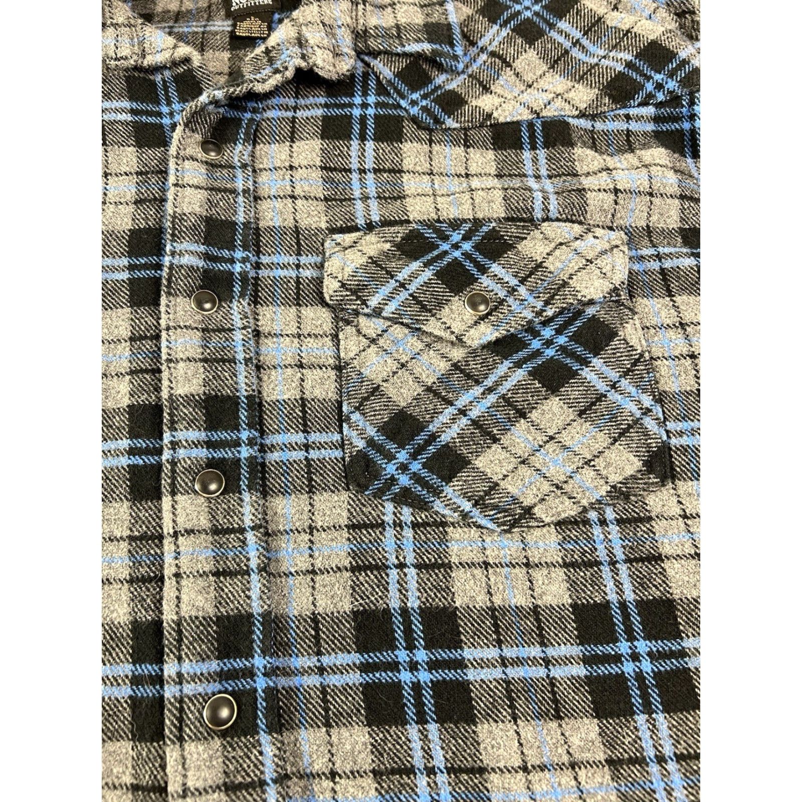 Vintage VINTAGE Noble Outfitters Plaid Flannel Blue Black Large Western Snap Shirt Mens L Long Sleeve Button-Up Western Pattern Embroidered Accents Size US L / EU 52-54 / 3 - 4 Thumbnail