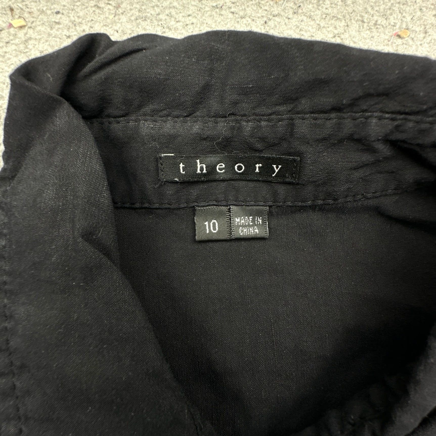 Theory Theory Shirt Dress Button Up Long Sleeve Womens 10 Medium Black Pockets MISSING BELT Size L / US 10 / IT 46 - 2 Thumbnail
