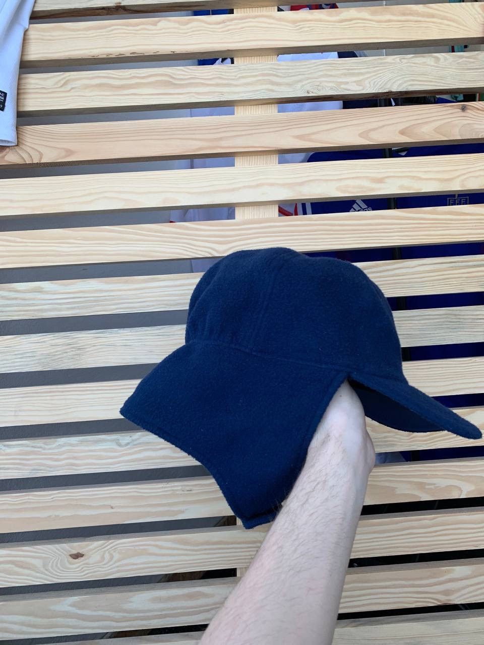 Nike × Vintage Vintage Nike-Fit Navy Fleece 2 In 1 Cap Ear Cover Hat Size ONE SIZE - 6 Thumbnail