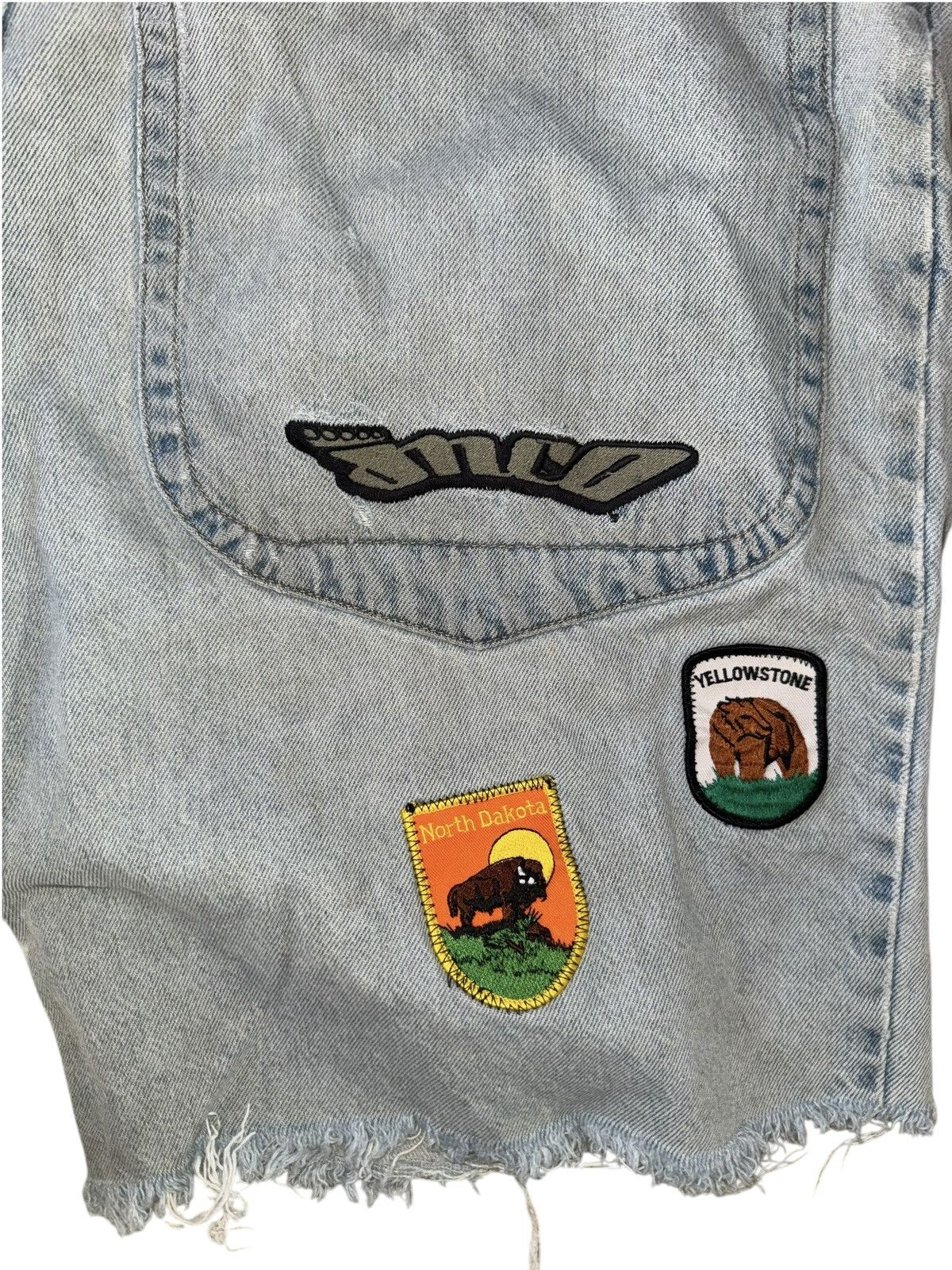 JNCO VTG 90s JNCO JEANS Shorts CRAZY PATCHWORK DISTRESSED BAGGY Size US 40 / EU 56 - 2 Thumbnail