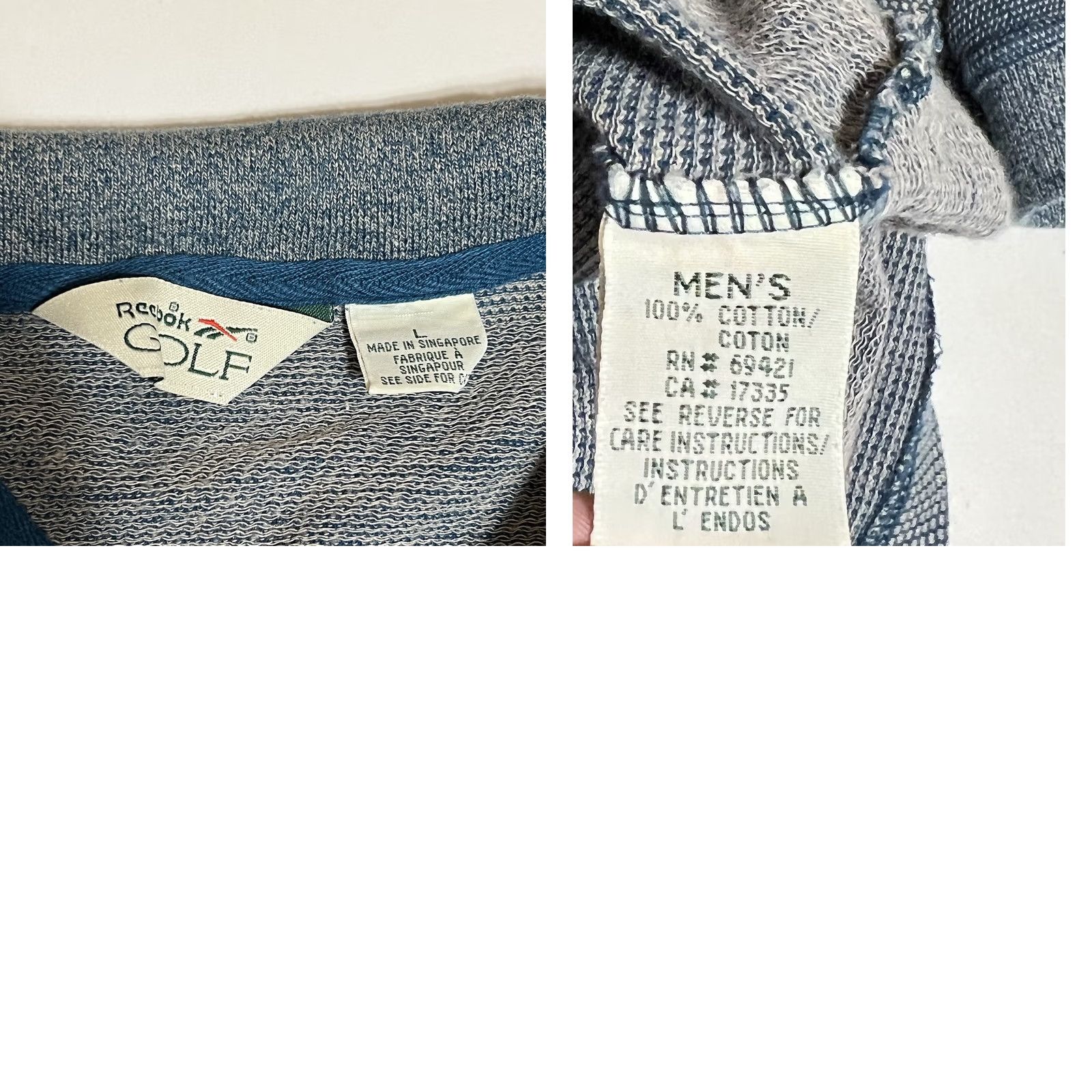 Reebok VINTAGE Reebok Golf Polo Shirt Blue 100% Cotton Striped L Men’s Large Polo Shirt Mens Golf 90s Classic Size US L / EU 52-54 / 3 - 8 Thumbnail