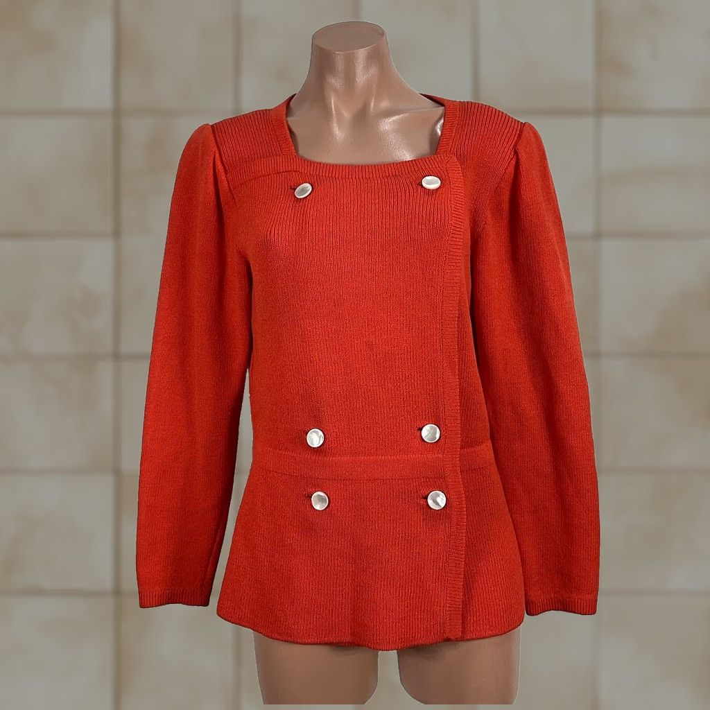Hogan Dana Hogan Vintage Coral Orange Sweater Jacket Double Breasted L/XL Size XL / US 12-14 / IT 48-50 - 1 Thumbnail