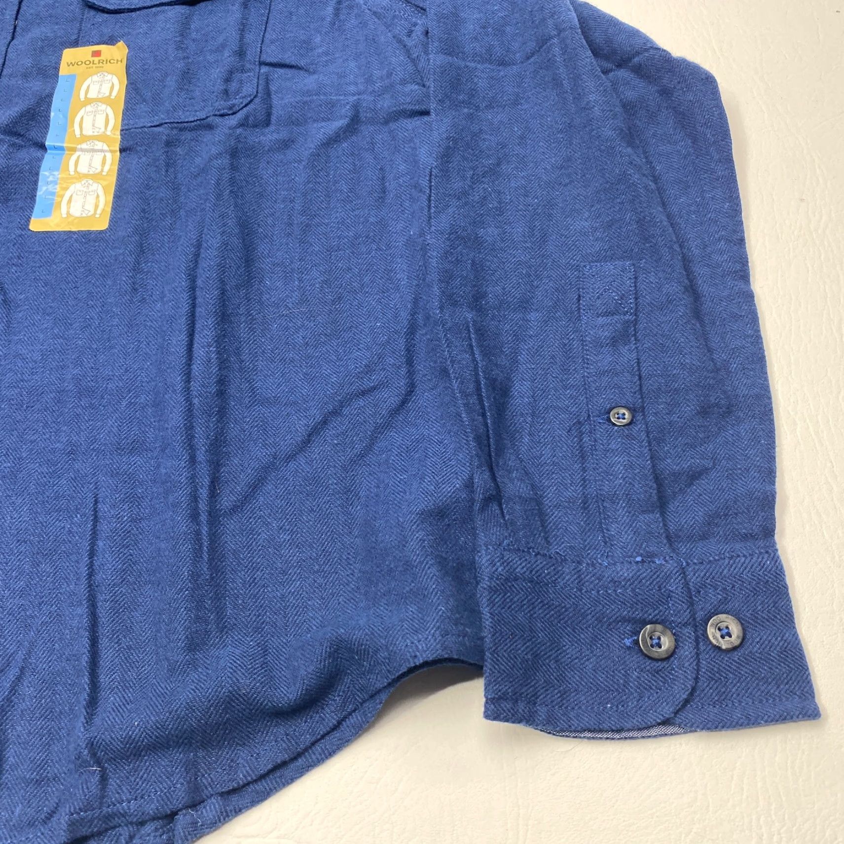 Vintage Woolrich Shirt Mens Large Blue Herringbone Flannel Button Up Brushed Cotton Size US L / EU 52-54 / 3 - 4 Thumbnail