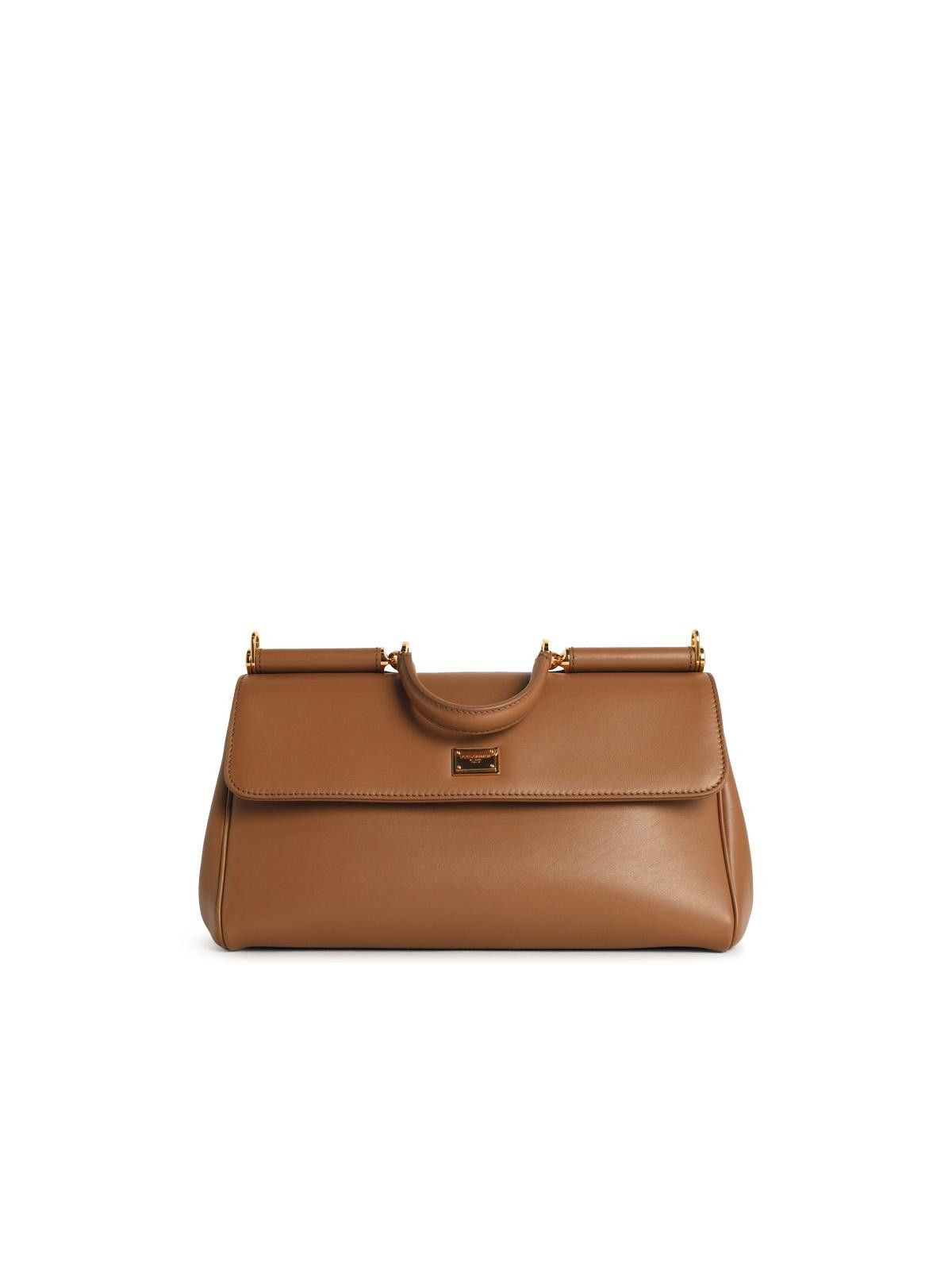 Dolce & Gabbana DOLCE & GABBANA 'My Sicily' Calf Leather 'Plongé' Caramel Handbag Size ONE SIZE - 1 Thumbnail