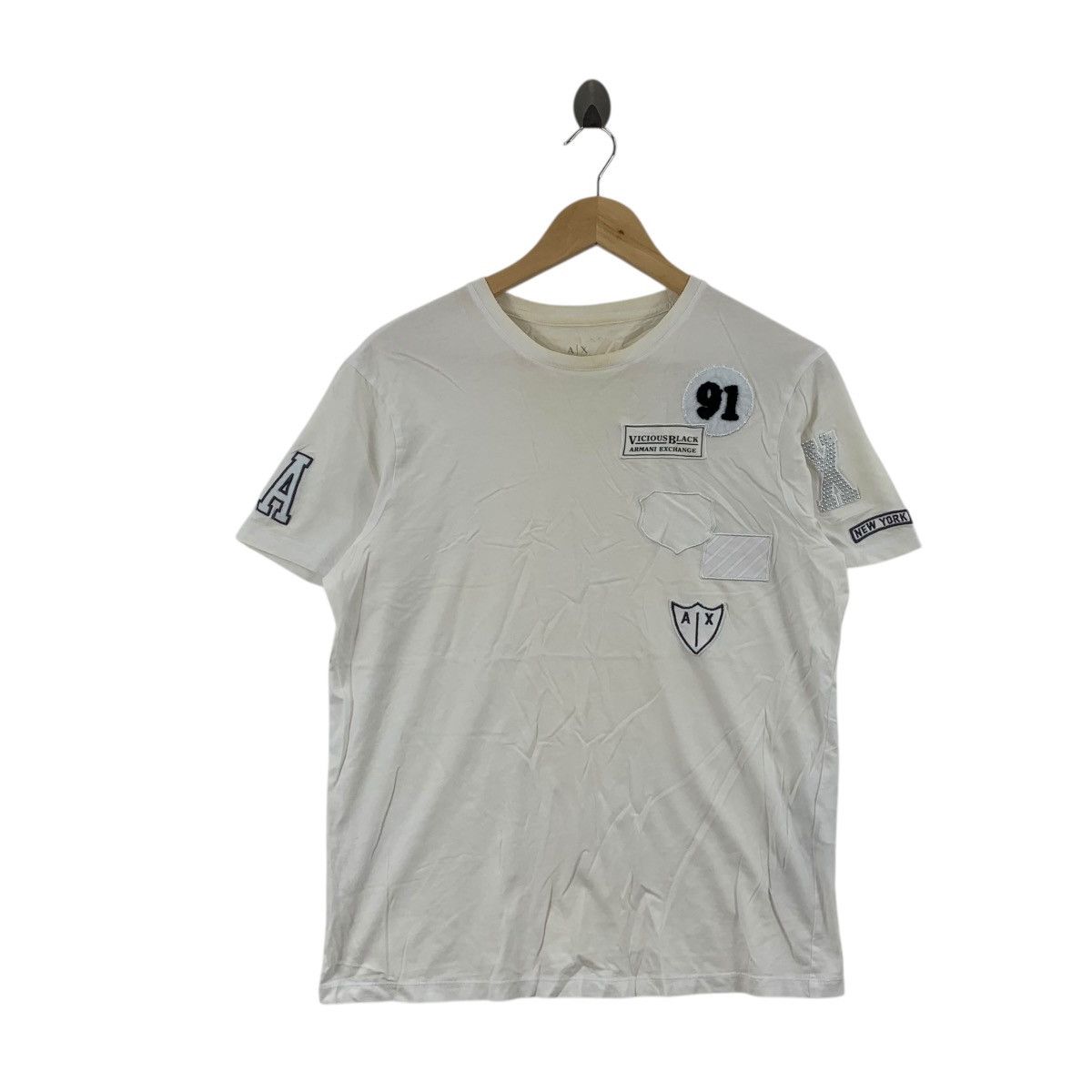 Armani Exchange ARMANI EXCHANGE AX Vicious Black Patch Tee Shirt Top Giorgio Size US M / EU 48-50 / 2 - 1 Thumbnail