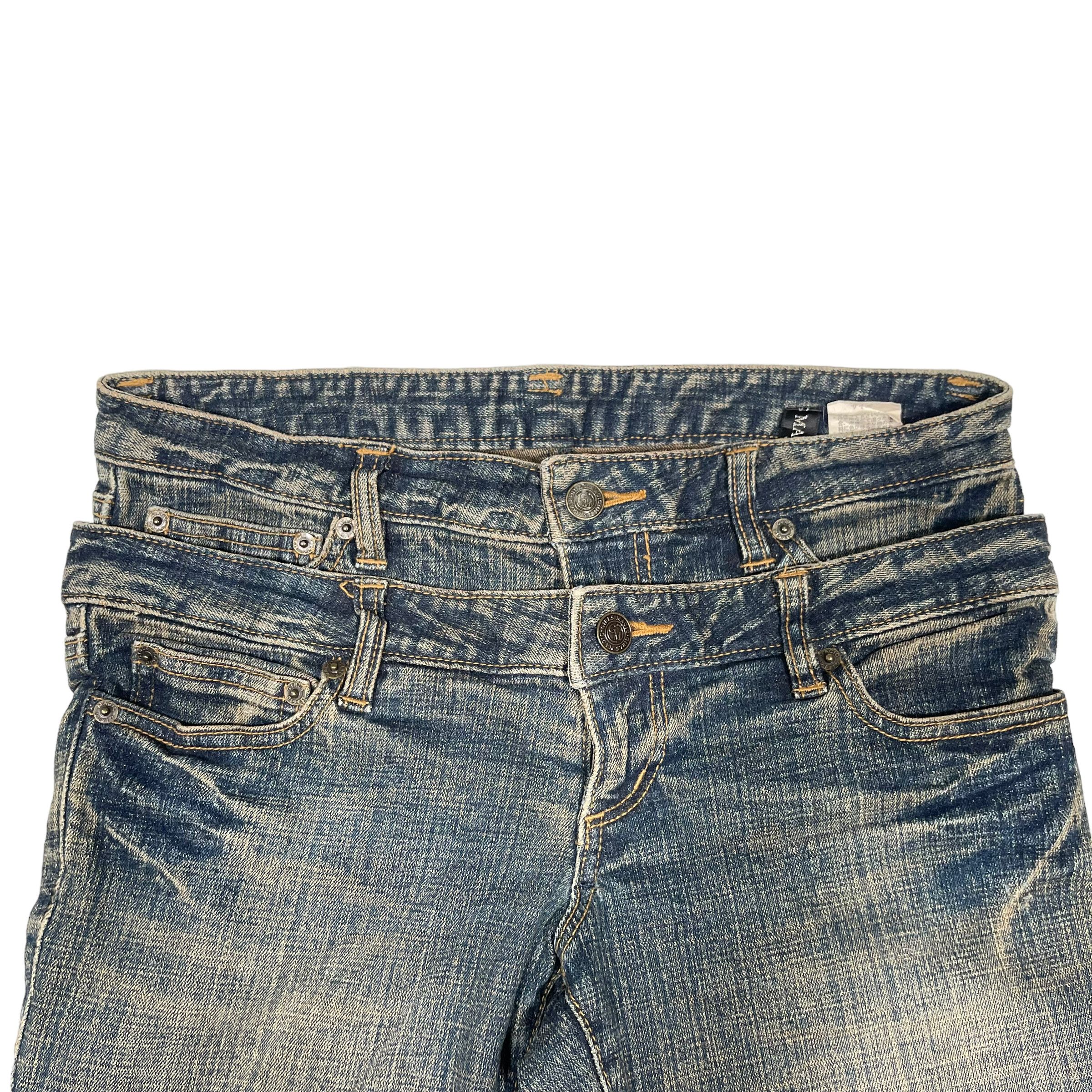 If Six Was Nine × KMRii × Tornado Mart Flare Double Waist Washed Punk Sick Denim Jeans Size US 29 - 8 Thumbnail